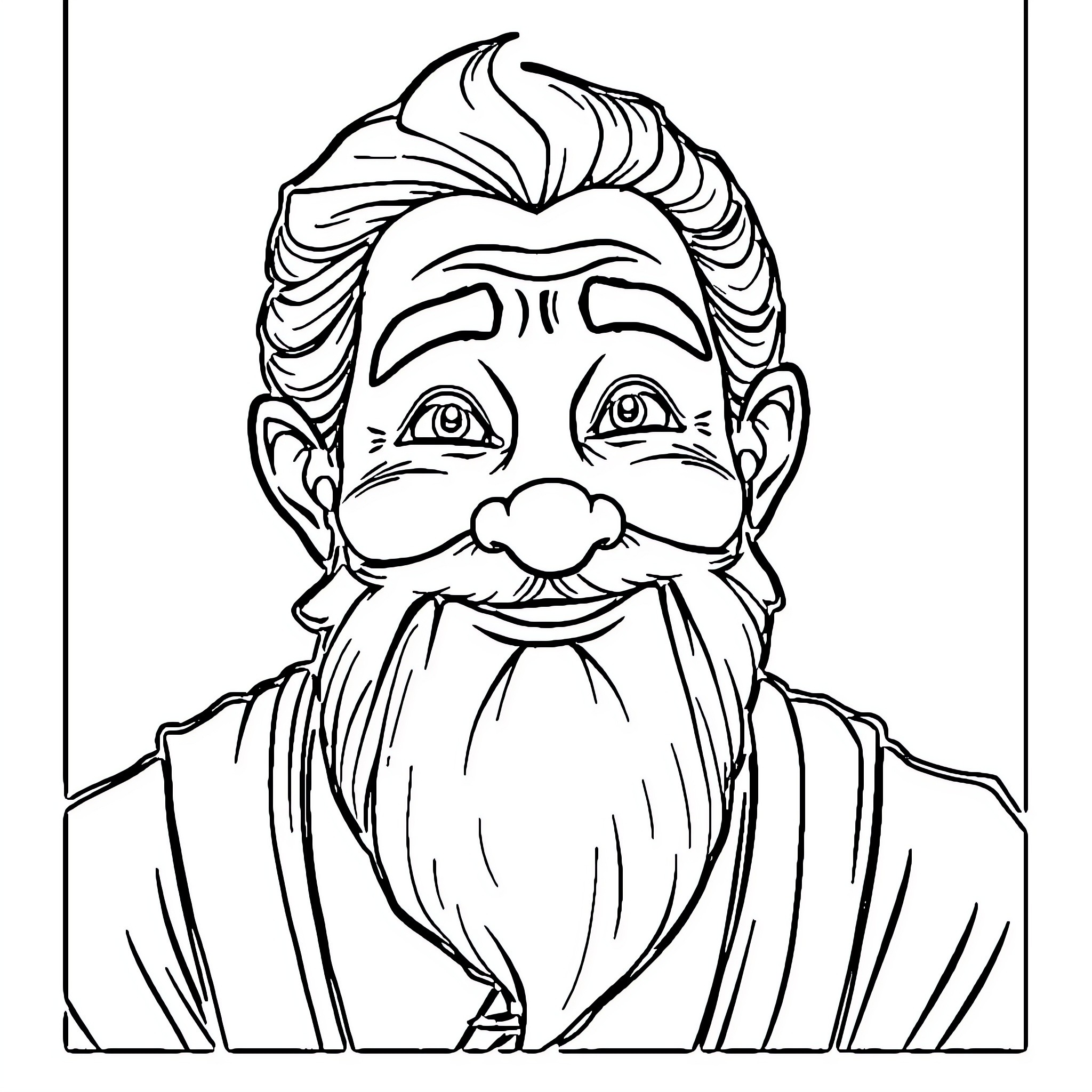 Uncle Iroh's jovial expression and attire Coloring Page (free black-and-white line drawing printable PDF for all, from beginners to advanced learners, including children, teens, adults, and seniors)