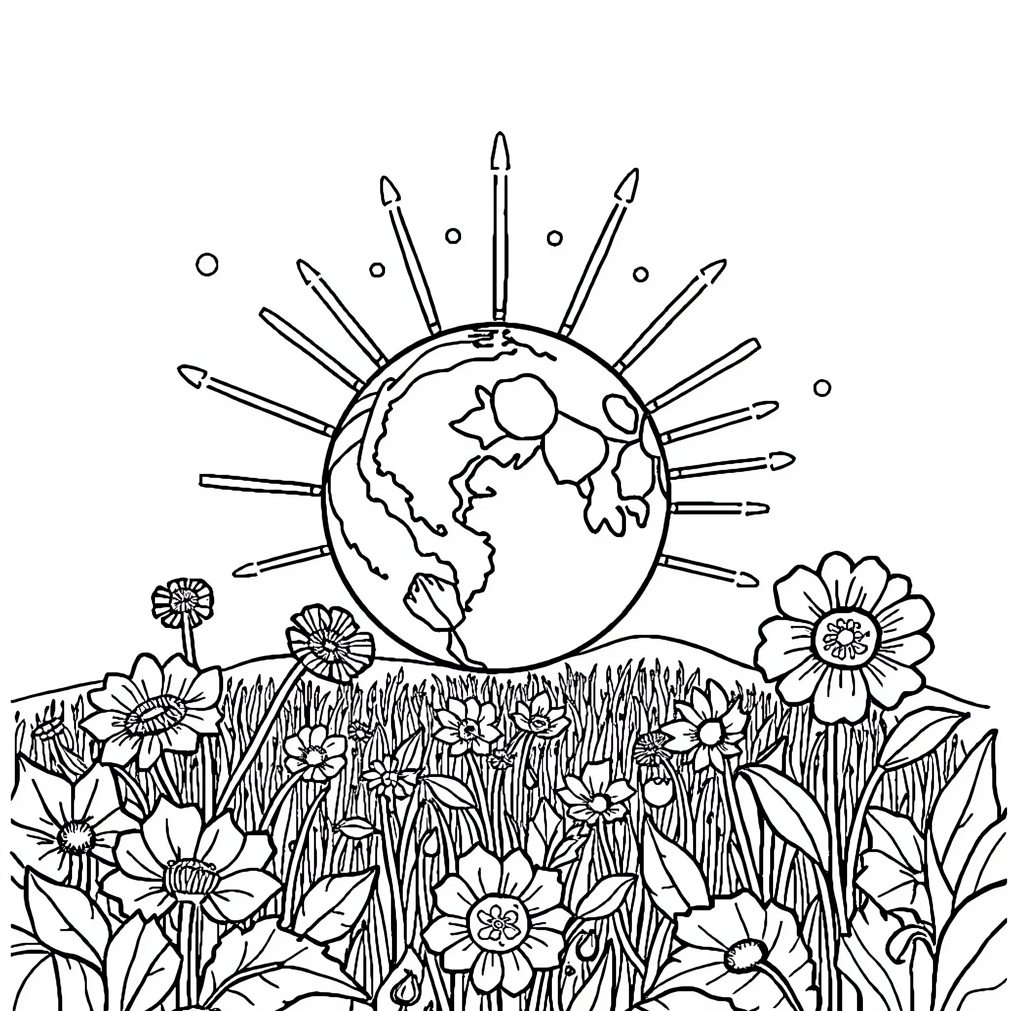 Acceptance of the Earth's Beauty and Diversity Coloring Page (free black-and-white line drawing printable PDF for all, from beginners to advanced learners, including children, teens, adults, and seniors)