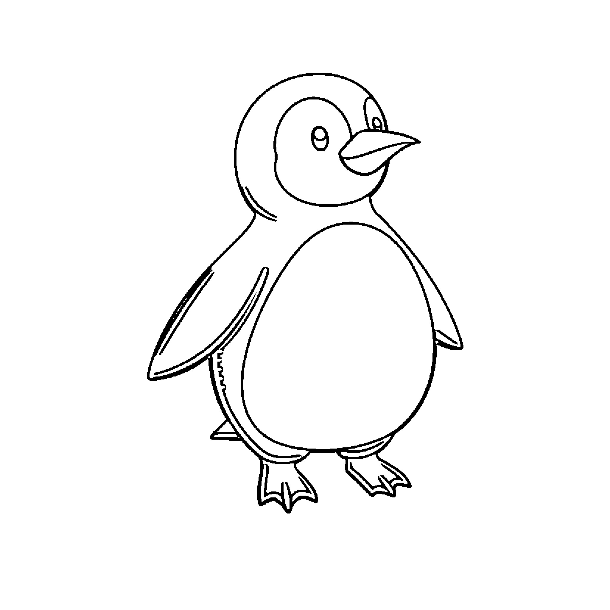 Penguin standing in a simple illustration Coloring Page (free black-and-white line drawing printable PDF for all, from beginners to advanced learners, including children, teens, adults, and seniors)
