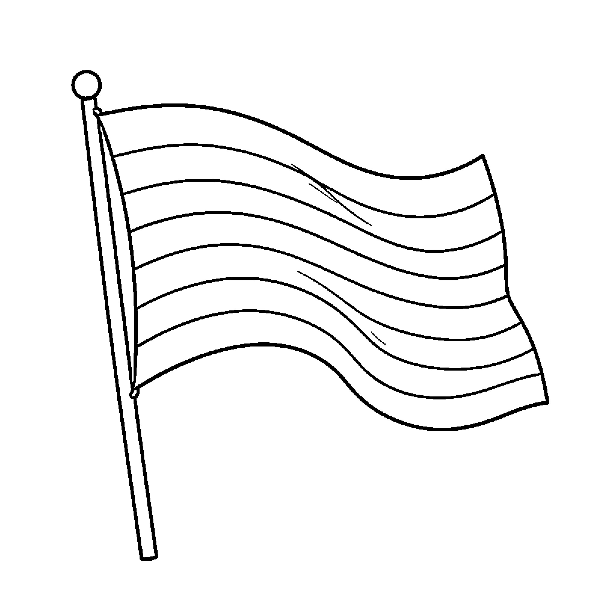 Rainbow Flag waving on a flagpole Coloring Page (free black-and-white line drawing printable PDF for all, from beginners to advanced learners, including children, teens, adults, and seniors)