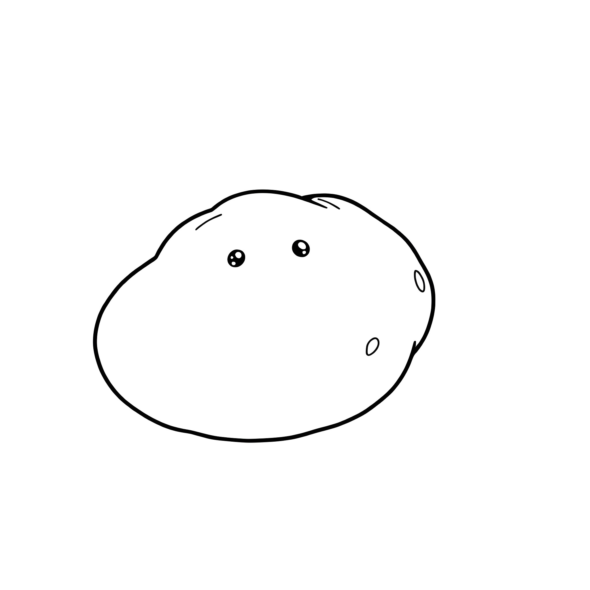 Potato with adorable expression Coloring Page (free black-and-white line drawing printable PDF for all, from beginners to advanced learners, including children, teens, adults, and seniors)
