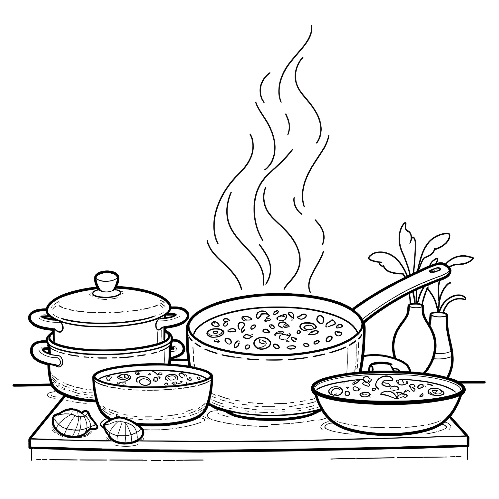 Bluey's Cooking Adventure Coloring Page (free black-and-white line drawing printable PDF for all, from beginners to advanced learners, including children, teens, adults, and seniors)
