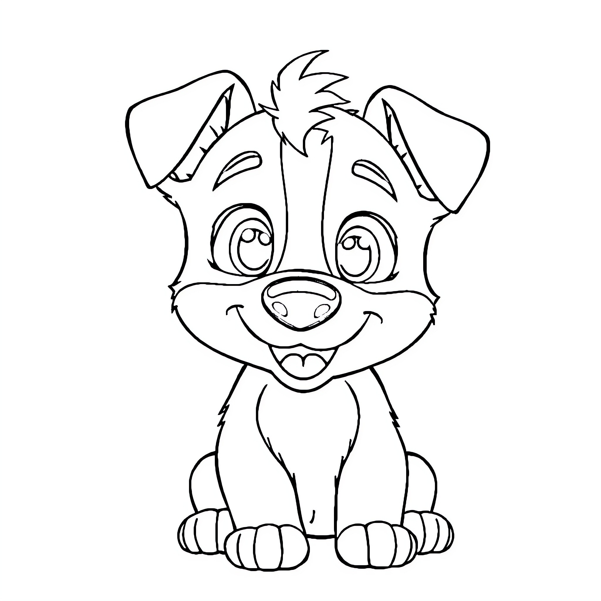 Bluey the Happy Puppy Coloring Page (free black-and-white line drawing printable PDF for all, from beginners to advanced learners, including children, teens, adults, and seniors)