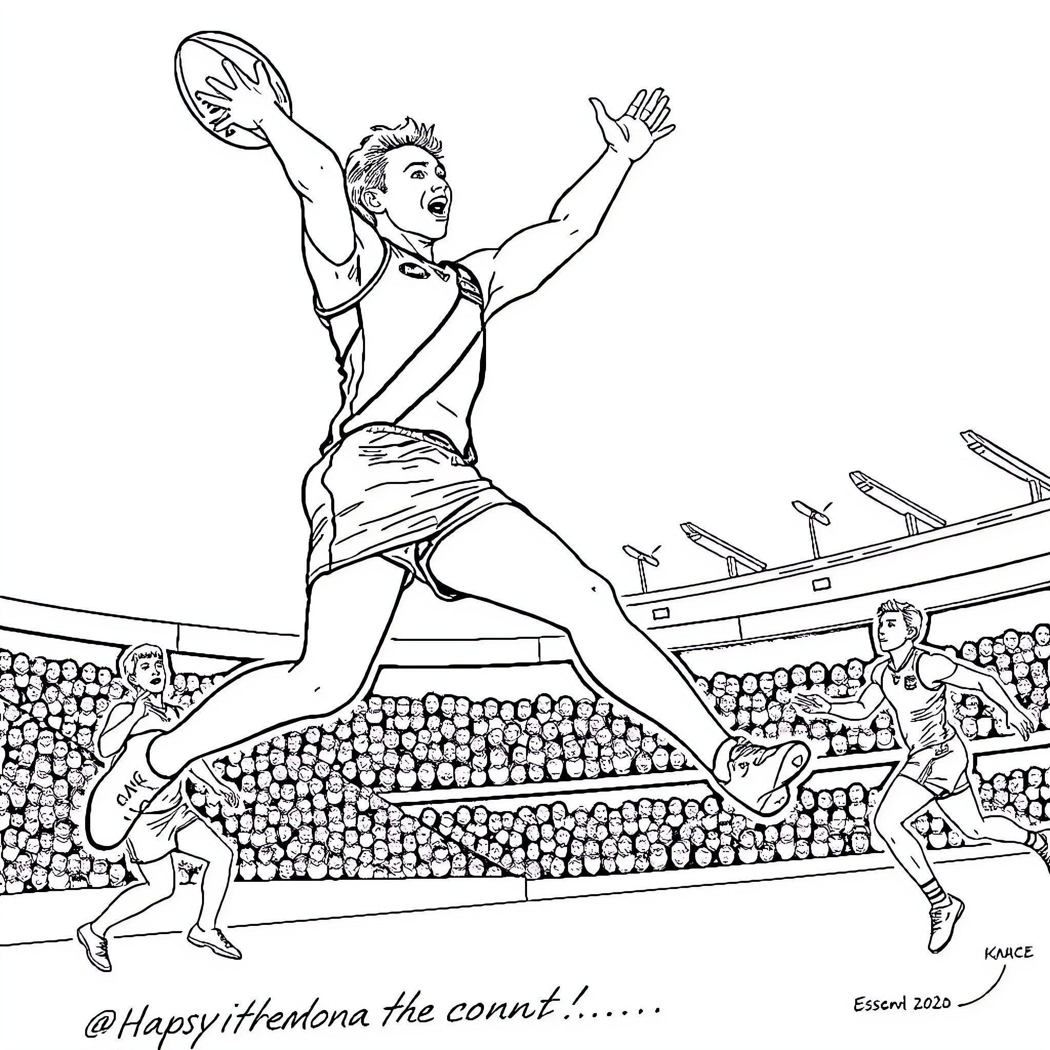 Isaac Kako plays on the court excitedly Coloring Page (free black-and-white line drawing printable PDF for all, from beginners to advanced learners, including children, teens, adults, and seniors)