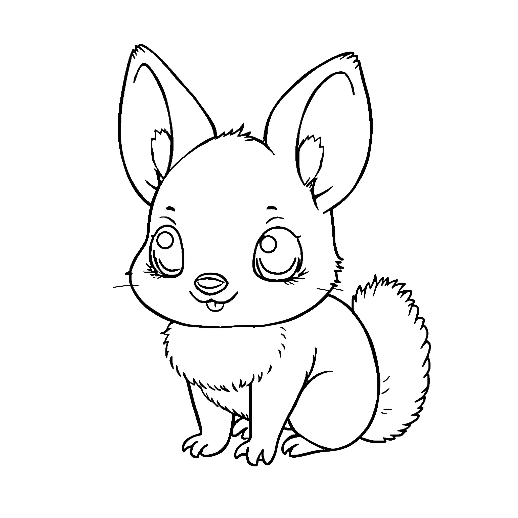 Kikaninchen's Adorable Expressions Coloring Page (free black-and-white line drawing printable PDF for all, from beginners to advanced learners, including children, teens, adults, and seniors)