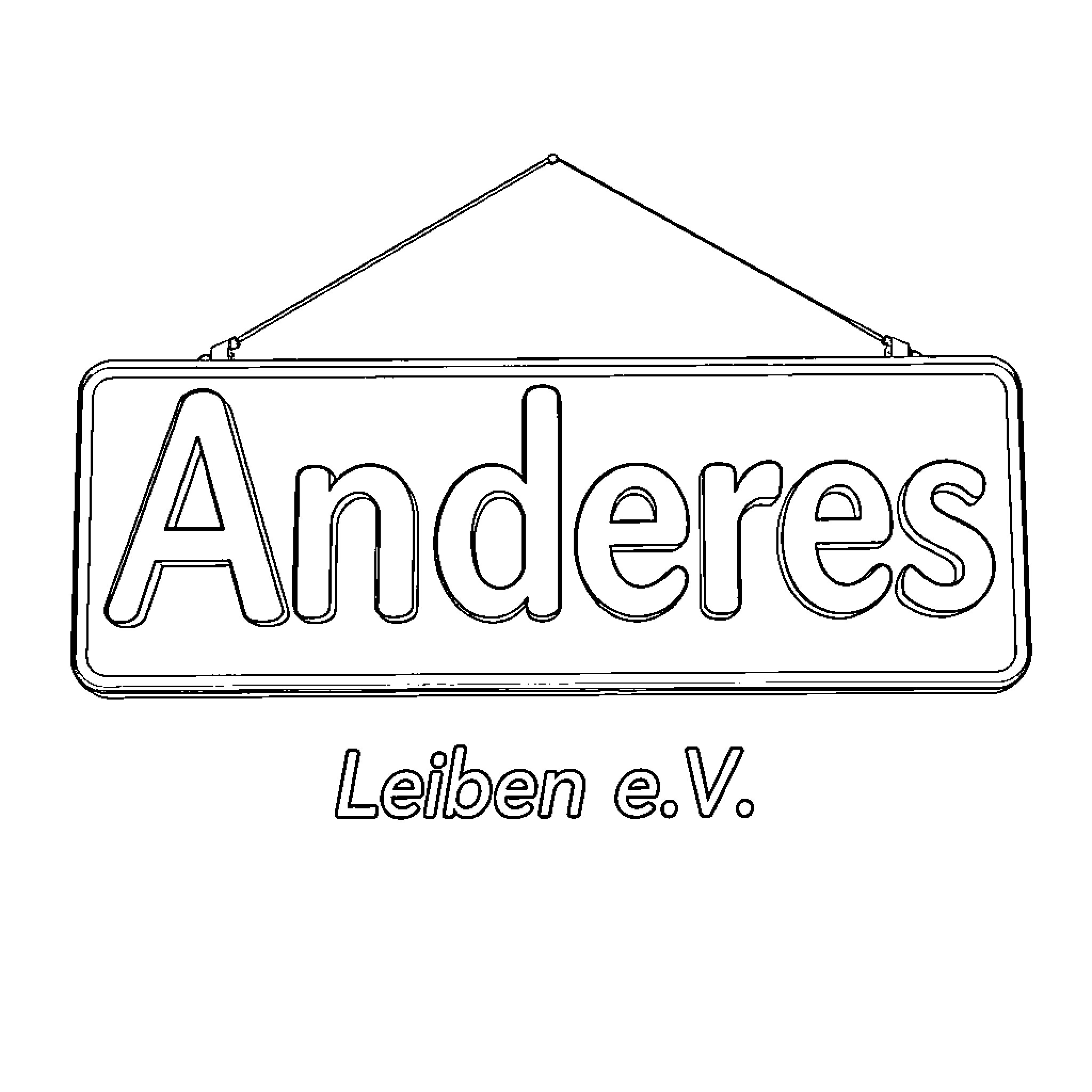 Advertising sign for Anderes organization Coloring Page (free black-and-white line drawing printable PDF for all, from beginners to advanced learners, including children, teens, adults, and seniors)