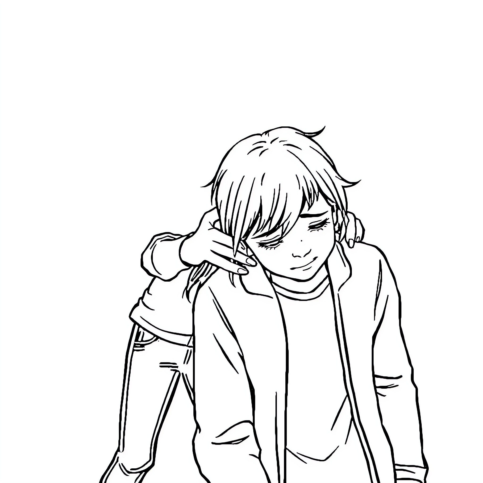 Pushin' through emotional distress Coloring Page (free black-and-white line drawing printable PDF for all, from beginners to advanced learners, including children, teens, adults, and seniors)