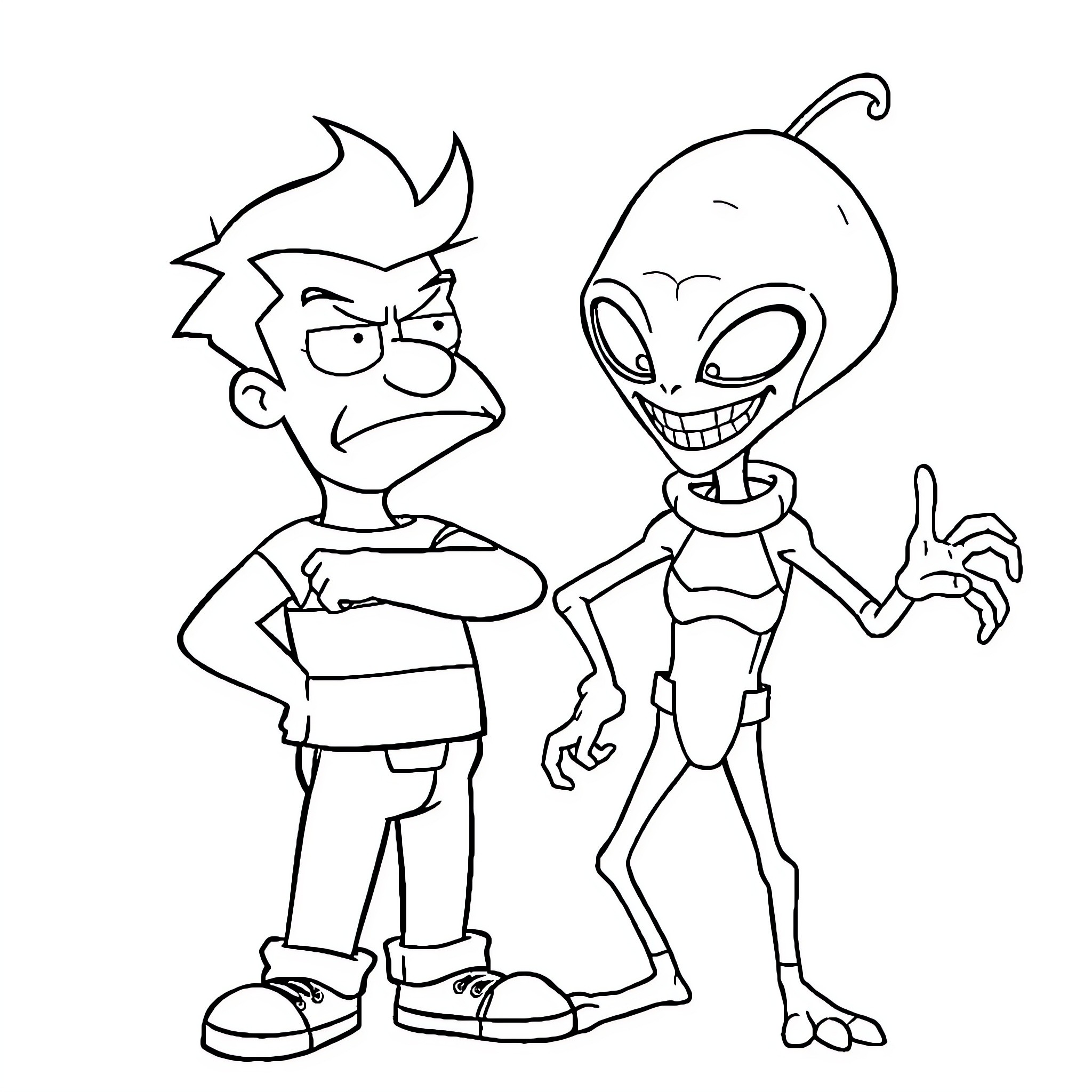 American Dad characters in comical poses Coloring Page (free black-and-white line drawing printable PDF for all, from beginners to advanced learners, including children, teens, adults, and seniors)