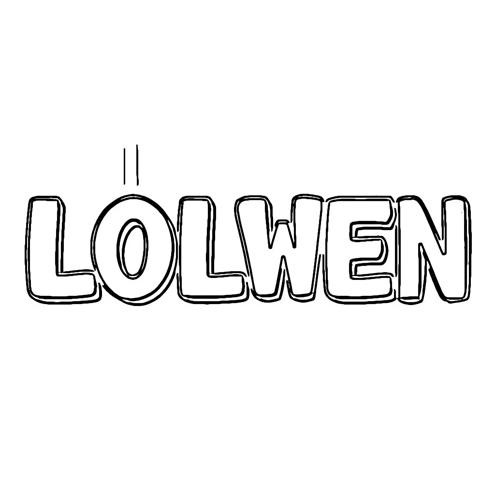 Alphabet Lolwen Stylized Text Coloring Page (free black-and-white line drawing printable PDF for all, from beginners to advanced learners, including children, teens, adults, and seniors)