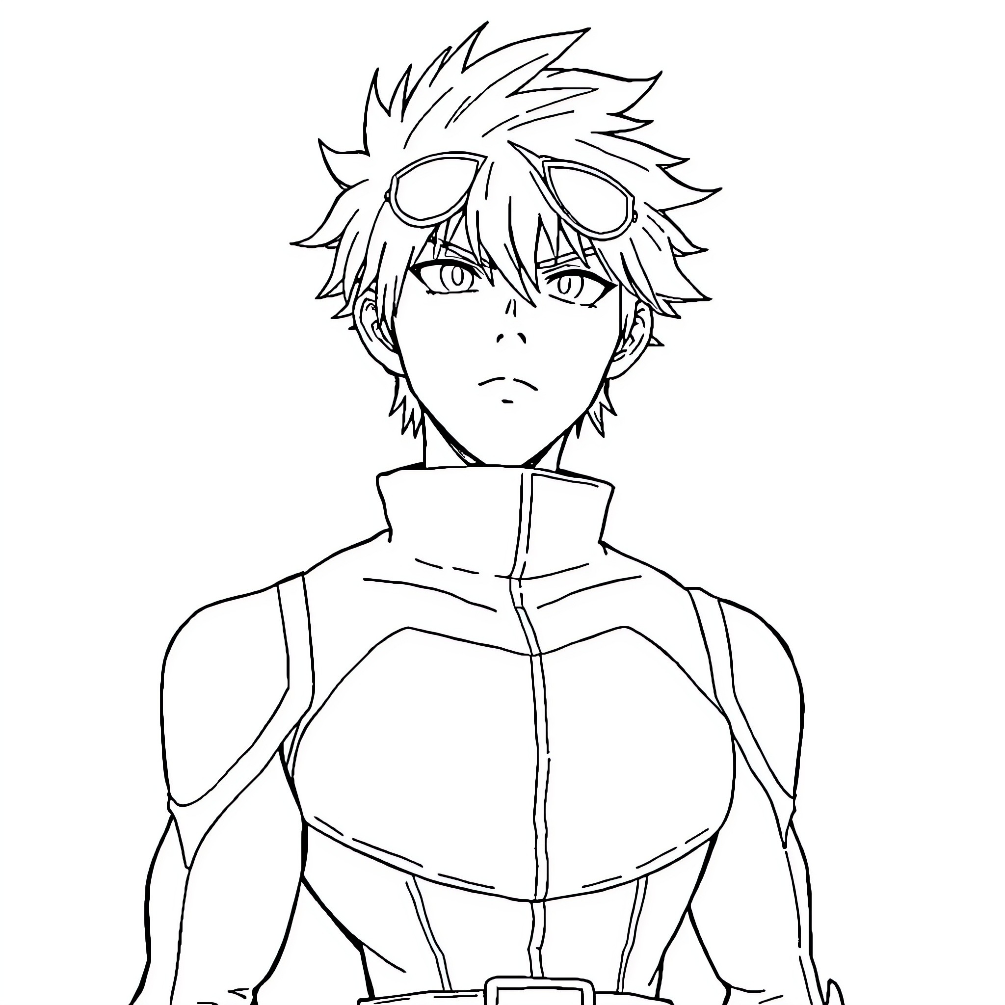 Shoto Todoroki in action-packed heroic pose Coloring Page (free black-and-white line drawing printable PDF for all, from beginners to advanced learners, including children, teens, adults, and seniors)