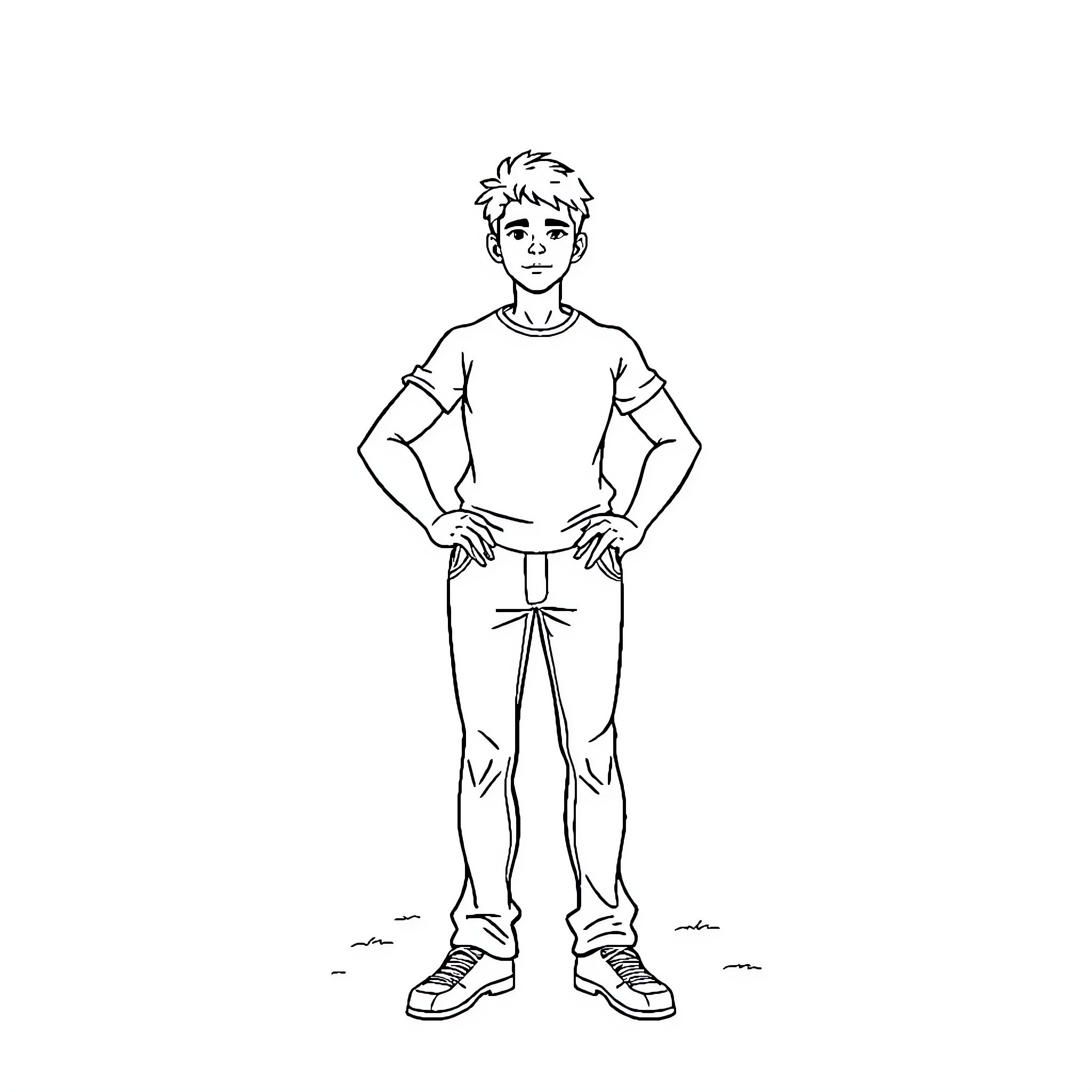 Purpose of a Confident Young Man Coloring Page (free black-and-white line drawing printable PDF for all, from beginners to advanced learners, including children, teens, adults, and seniors)