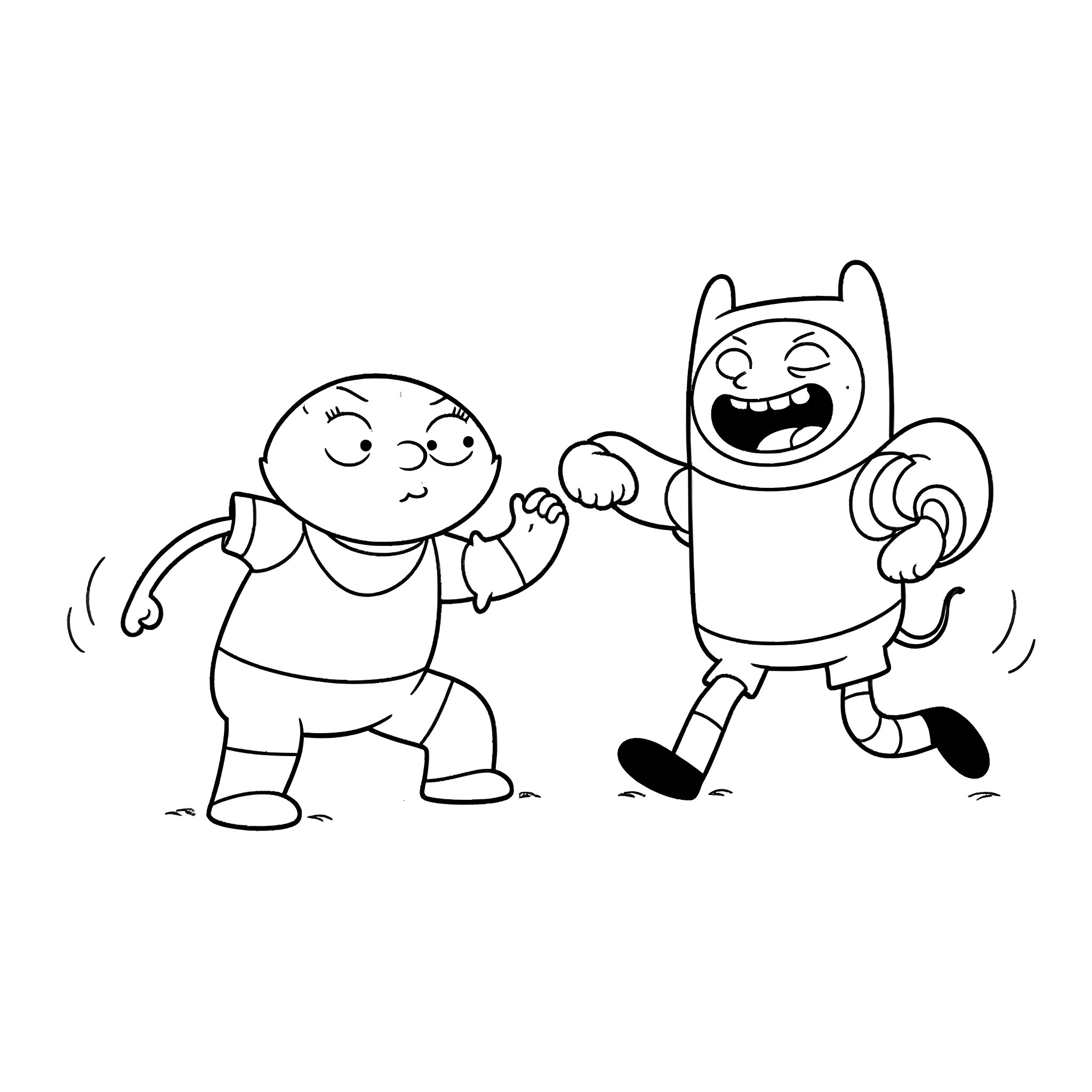 Stewie's amusing antics with a friend Coloring Page (free black-and-white line drawing printable PDF for all, from beginners to advanced learners, including children, teens, adults, and seniors)