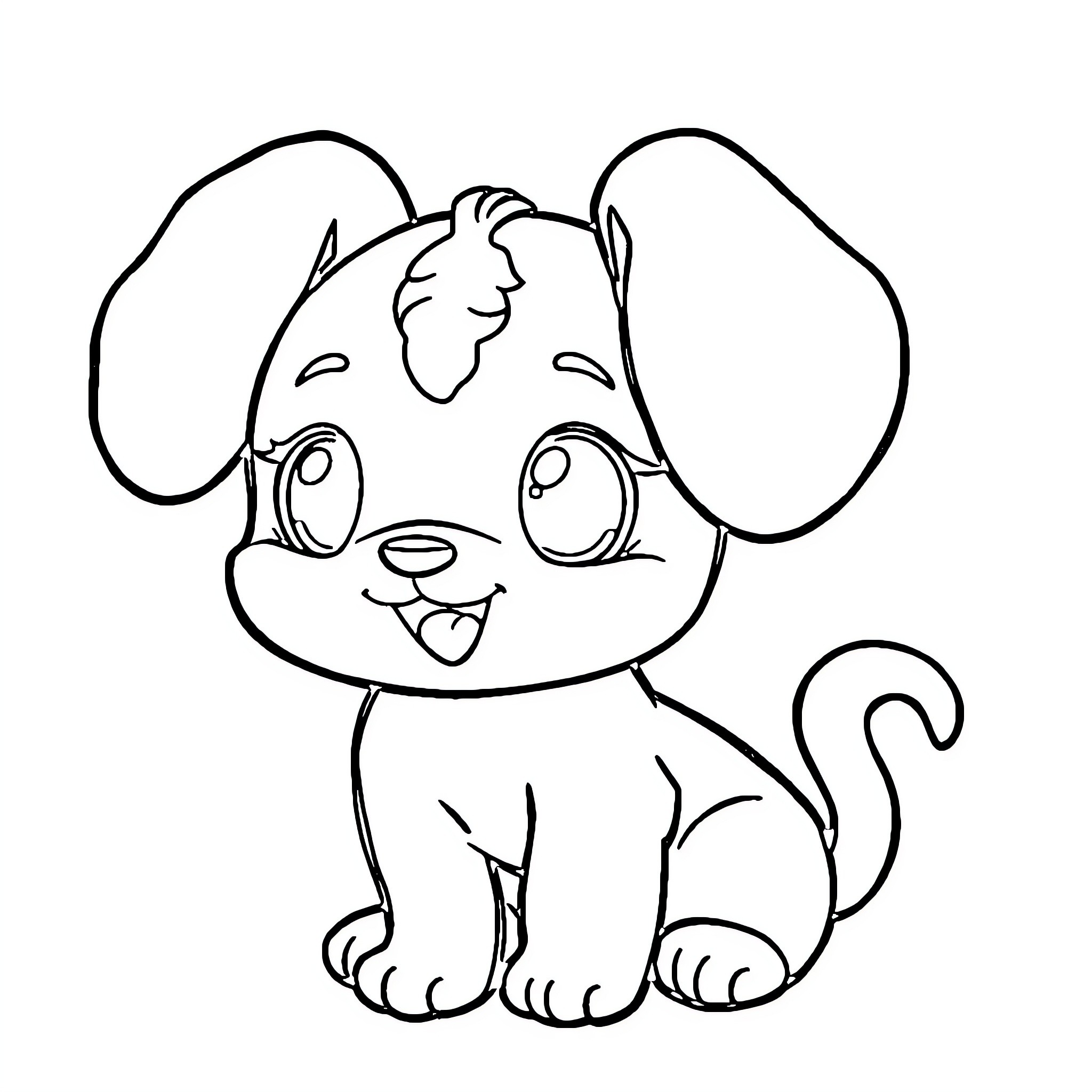 Cinnamoroll puppy's playful expression Coloring Page (free black-and-white line drawing printable PDF for all, from beginners to advanced learners, including children, teens, adults, and seniors)
