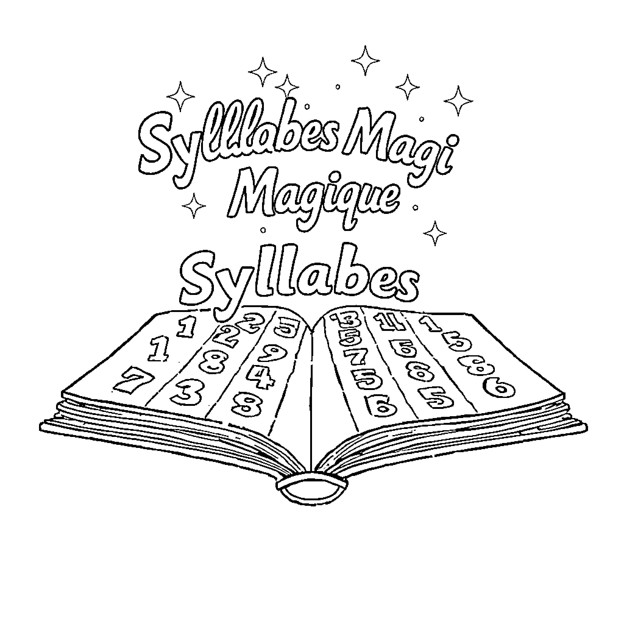 Plateau of Magical Syllables Coloring Page (free black-and-white line drawing printable PDF for all, from beginners to advanced learners, including children, teens, adults, and seniors)