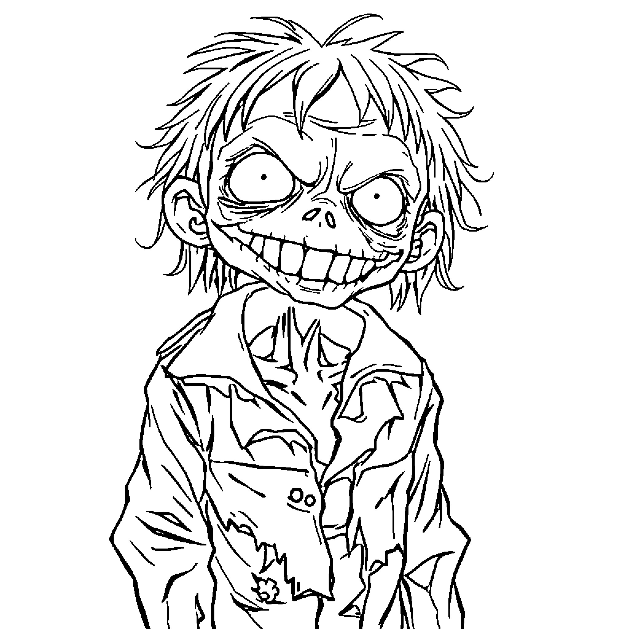 Kuromi the Mischievous Zombie Character Coloring Page (free black-and-white line drawing printable PDF for all, from beginners to advanced learners, including children, teens, adults, and seniors)