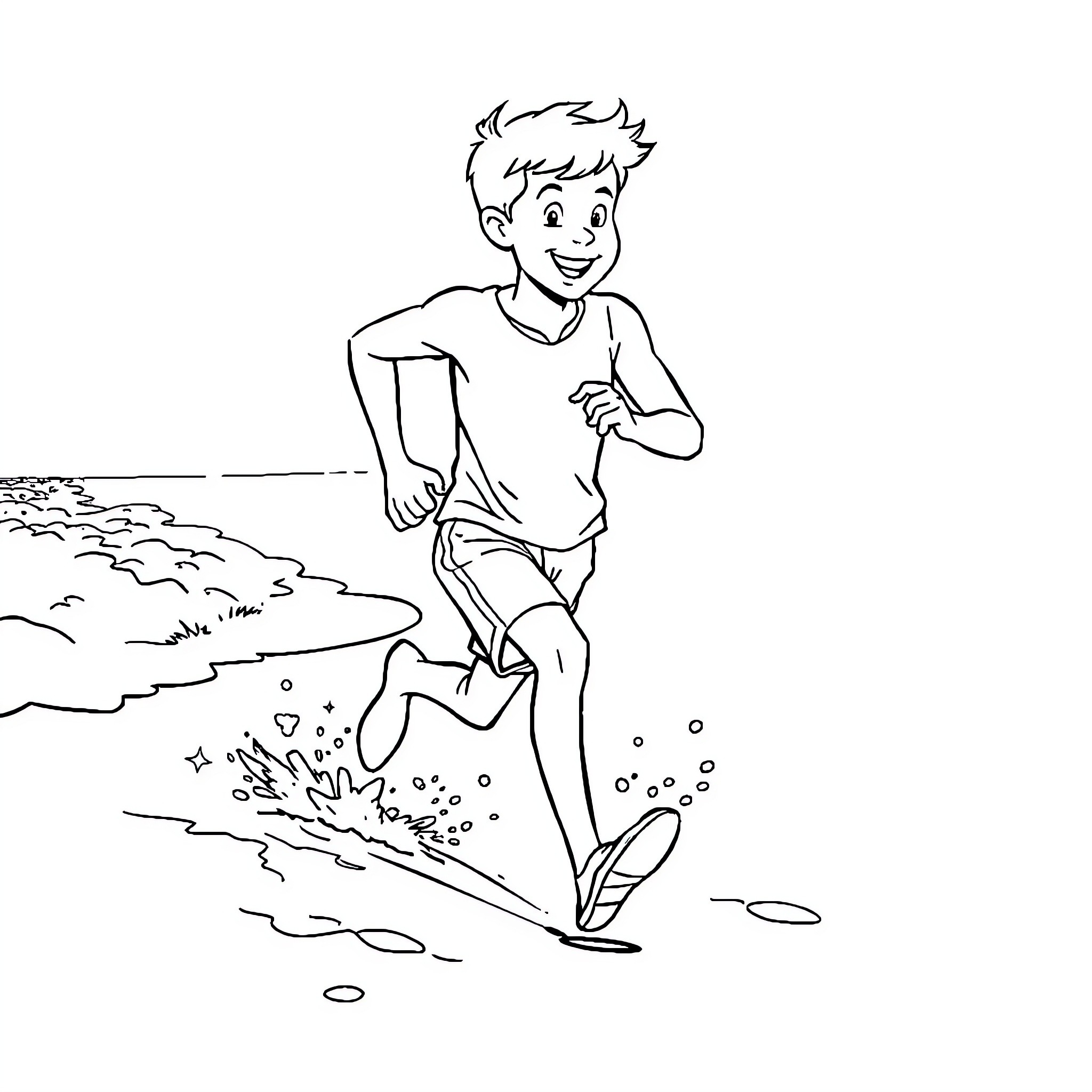 Tom Hollond Enjoying a Playful Moment by the Water Coloring Page (free black-and-white line drawing printable PDF for all, from beginners to advanced learners, including children, teens, adults, and seniors)