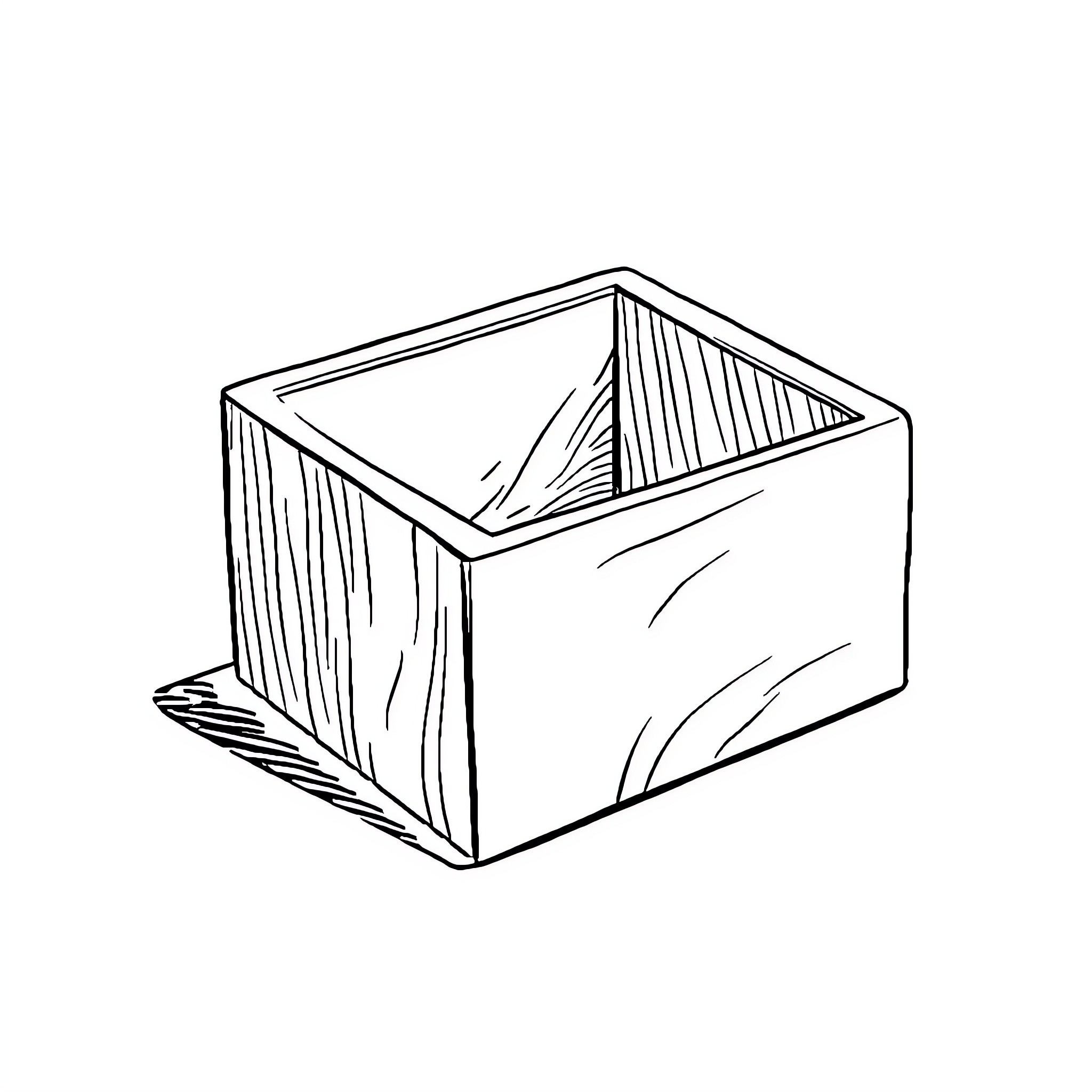 Cube with Crumpled Texture Coloring Page (free black-and-white line drawing printable PDF for all, from beginners to advanced learners, including children, teens, adults, and seniors)
