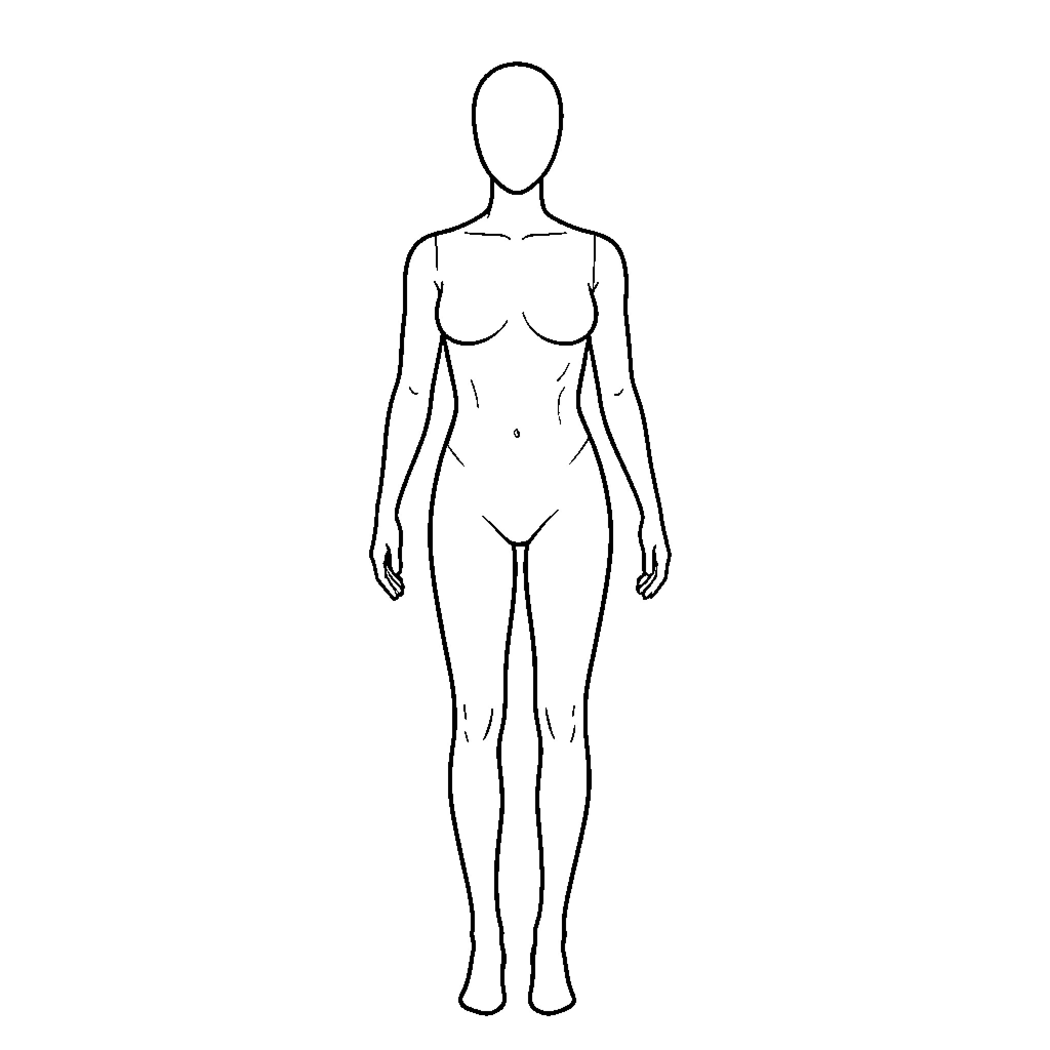 Fashion Figure standing in a neutral pose Coloring Page (free black-and-white line drawing printable PDF for all, from beginners to advanced learners, including children, teens, adults, and seniors)