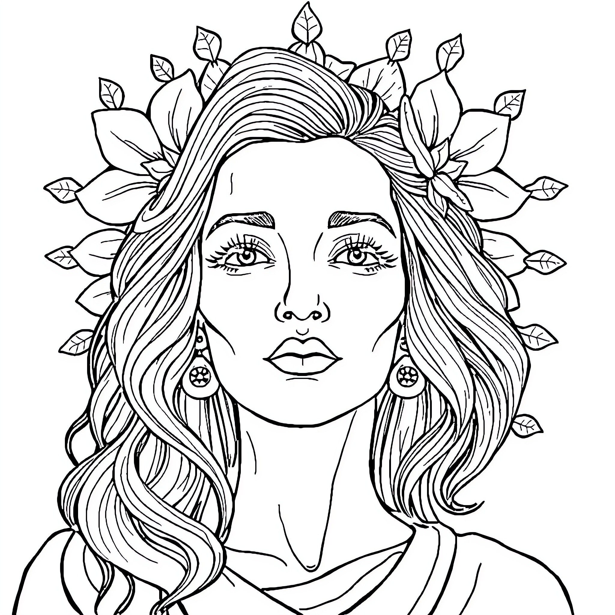 Shape of Floral Elegance Coloring Page (free black-and-white line drawing printable PDF for all, from beginners to advanced learners, including children, teens, adults, and seniors)