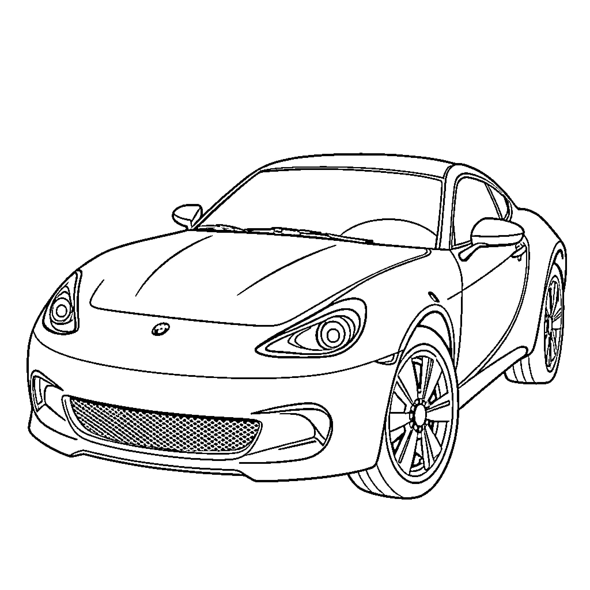 Kitt sports car in dynamic pose Coloring Page (free black-and-white line drawing printable PDF for all, from beginners to advanced learners, including children, teens, adults, and seniors)