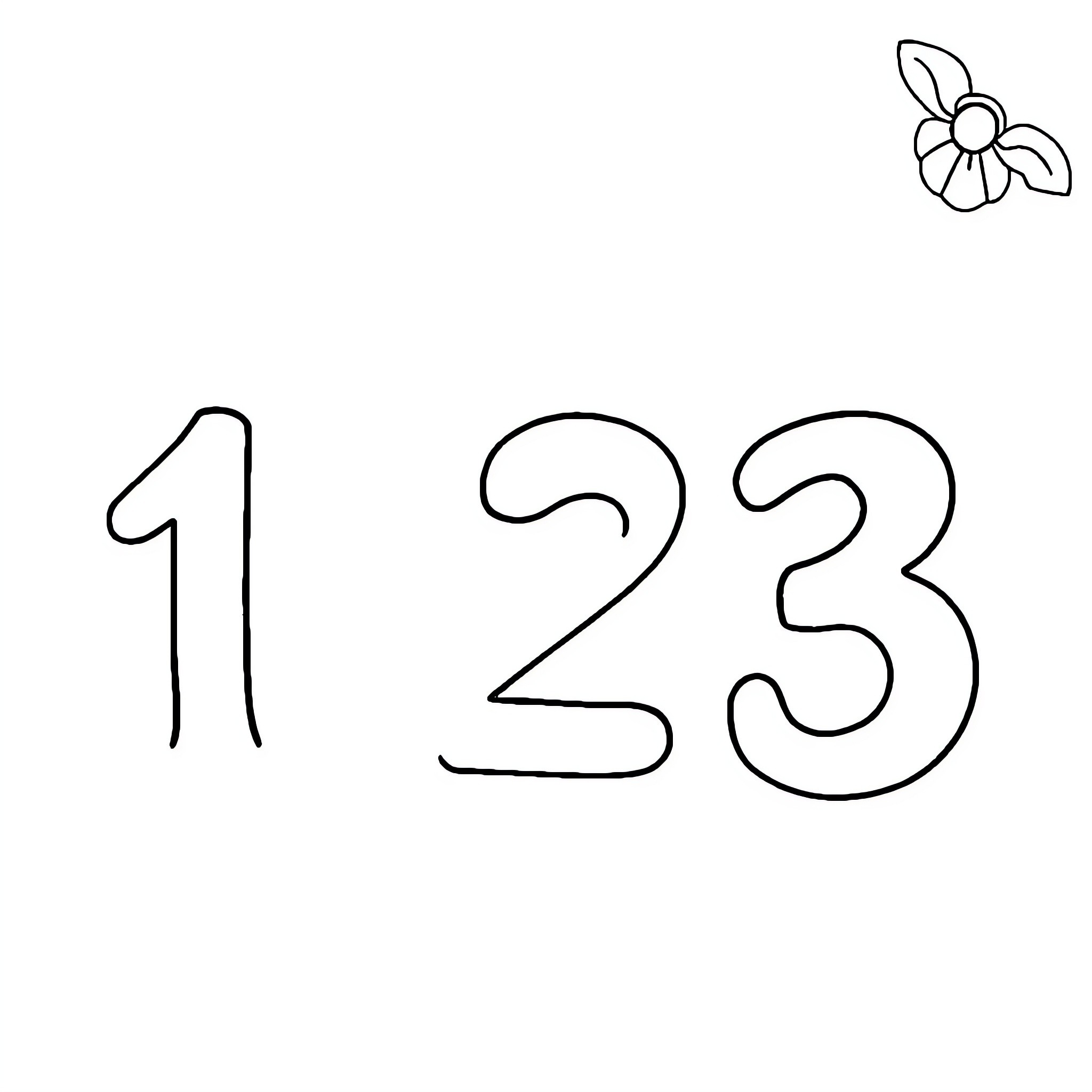 123 Simple Numerical Shapes and Flower Coloring Page (free black-and-white line drawing printable PDF for all, from beginners to advanced learners, including children, teens, adults, and seniors)