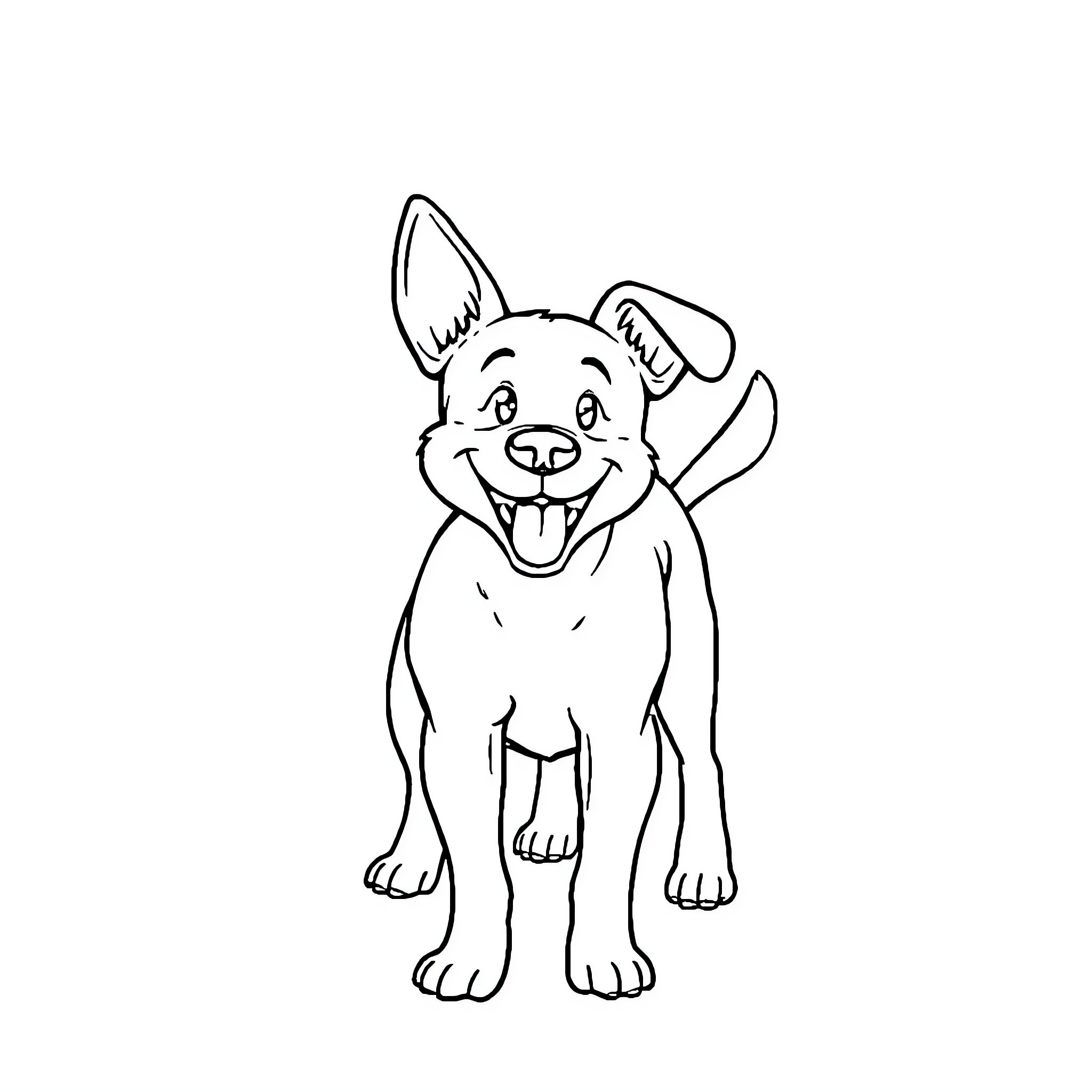Dog with happy expression Coloring Page (free black-and-white line drawing printable PDF for all, from beginners to advanced learners, including children, teens, adults, and seniors)