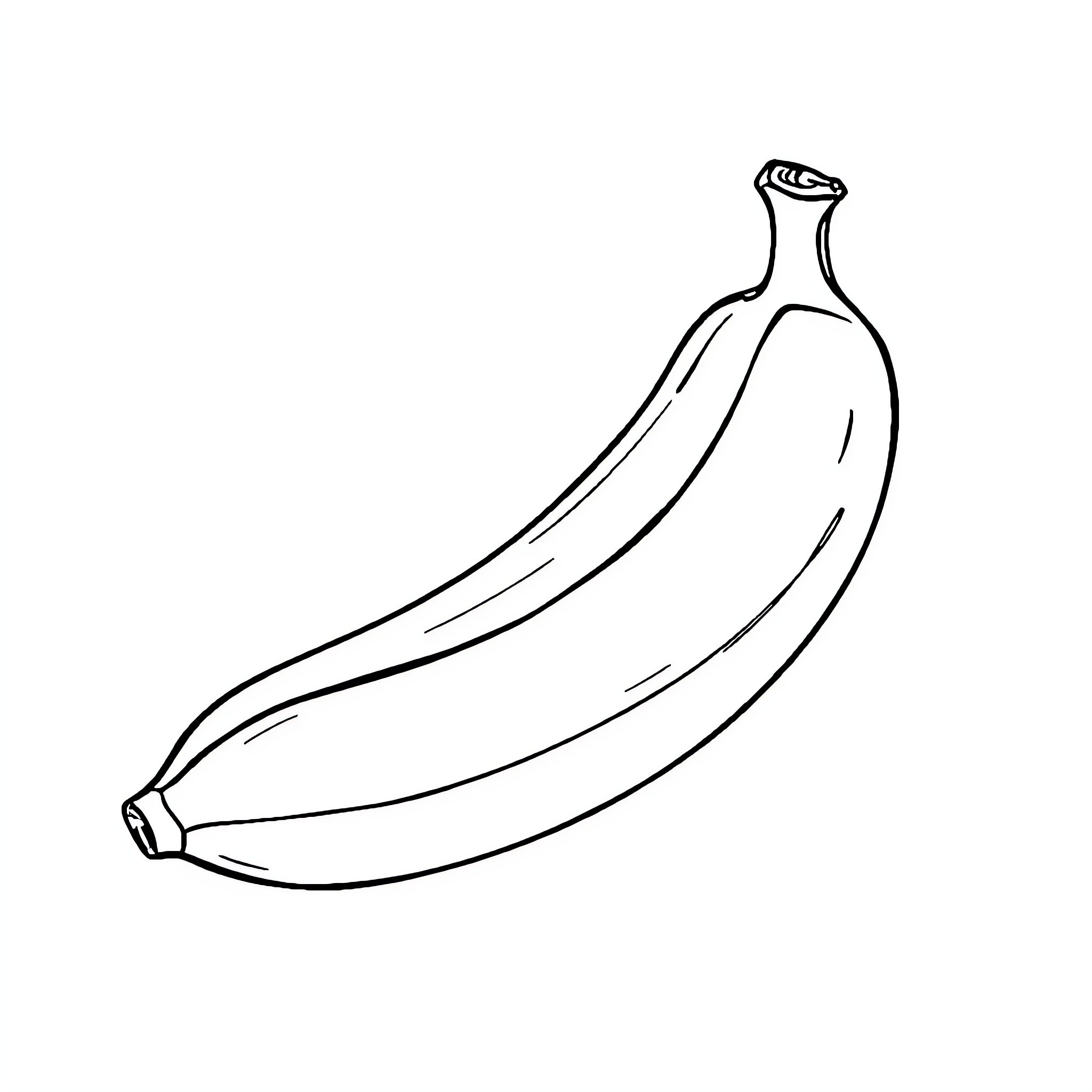 Banana in simple outline Coloring Page (free black-and-white line drawing printable PDF for all, from beginners to advanced learners, including children, teens, adults, and seniors)
