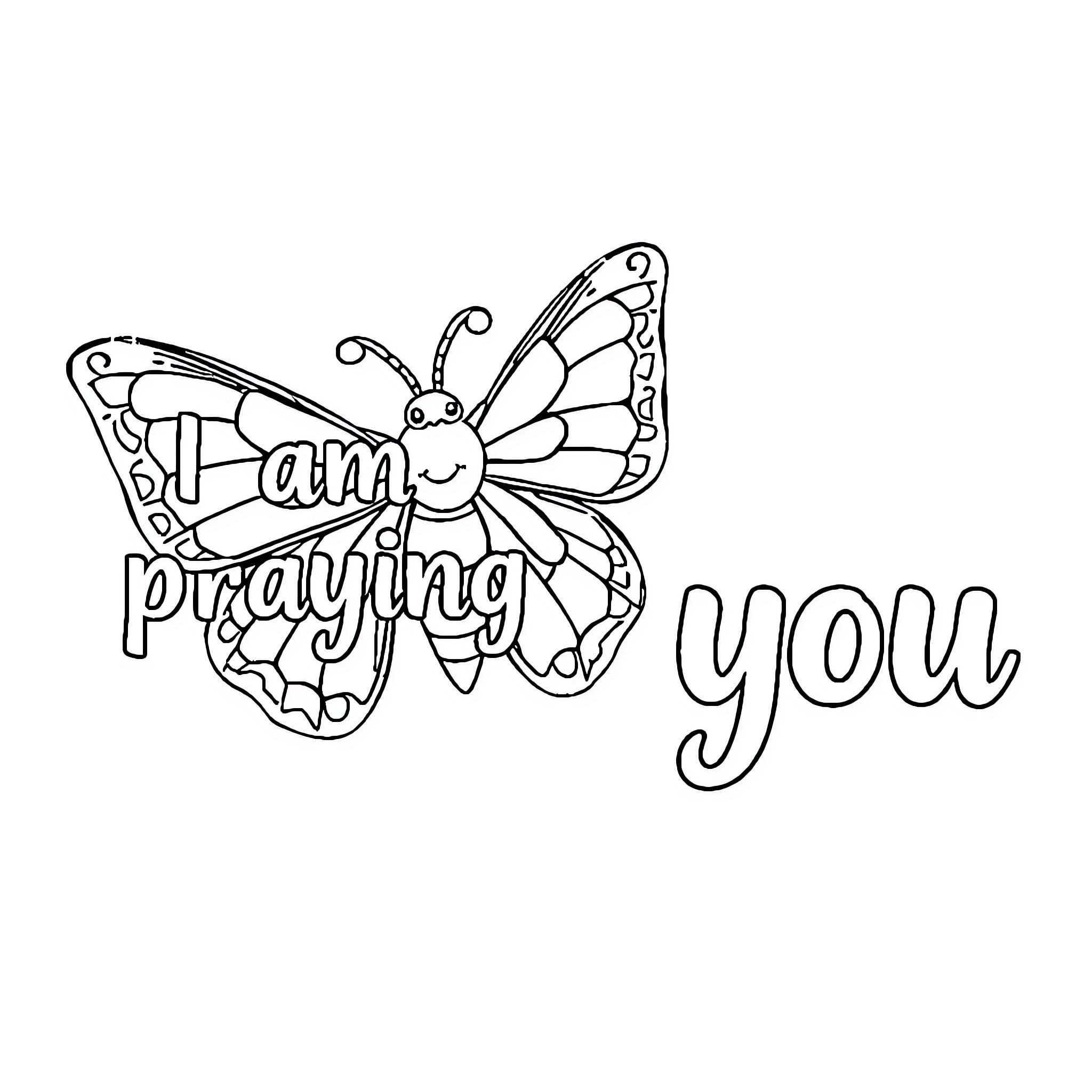 Moth praying for you Coloring Page (free black-and-white line drawing printable PDF for all, from beginners to advanced learners, including children, teens, adults, and seniors)