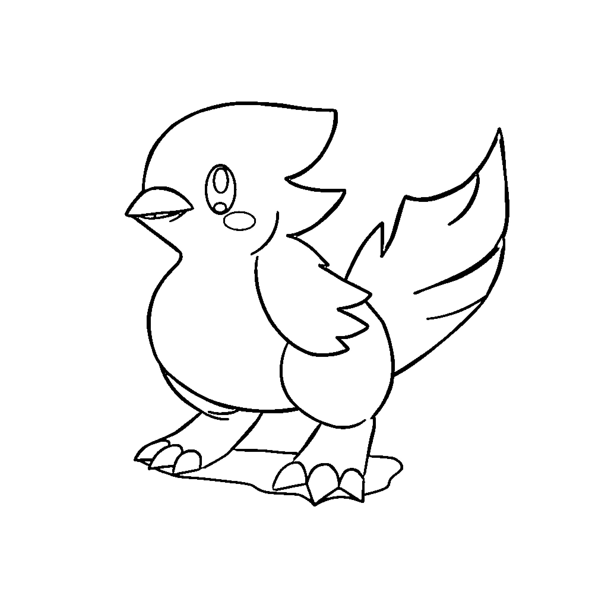 Cyndaquil standing proudly Coloring Page (free black-and-white line drawing printable PDF for all, from beginners to advanced learners, including children, teens, adults, and seniors)