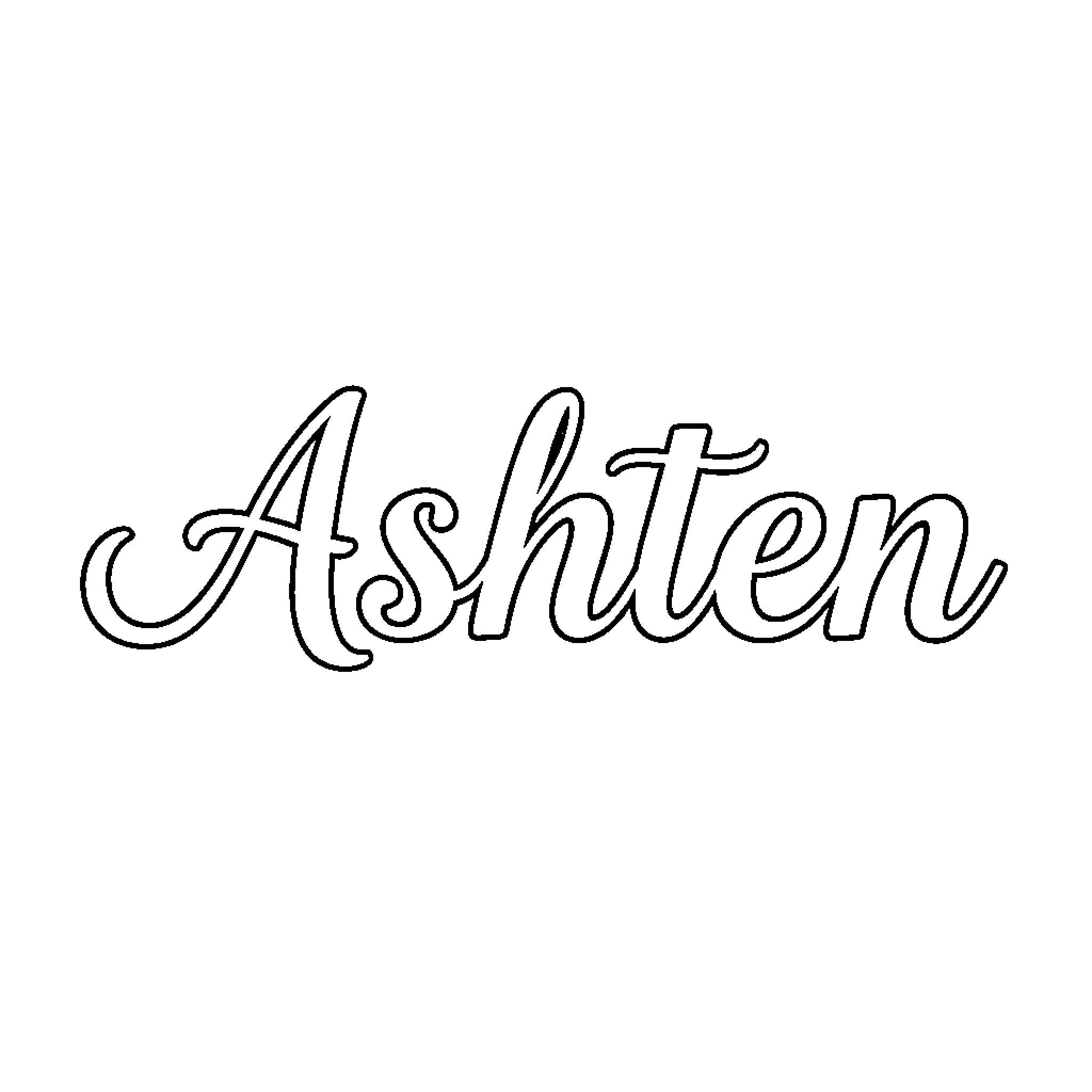 Ashten's Artistic Name Coloring Page (free black-and-white line drawing printable PDF for all, from beginners to advanced learners, including children, teens, adults, and seniors)