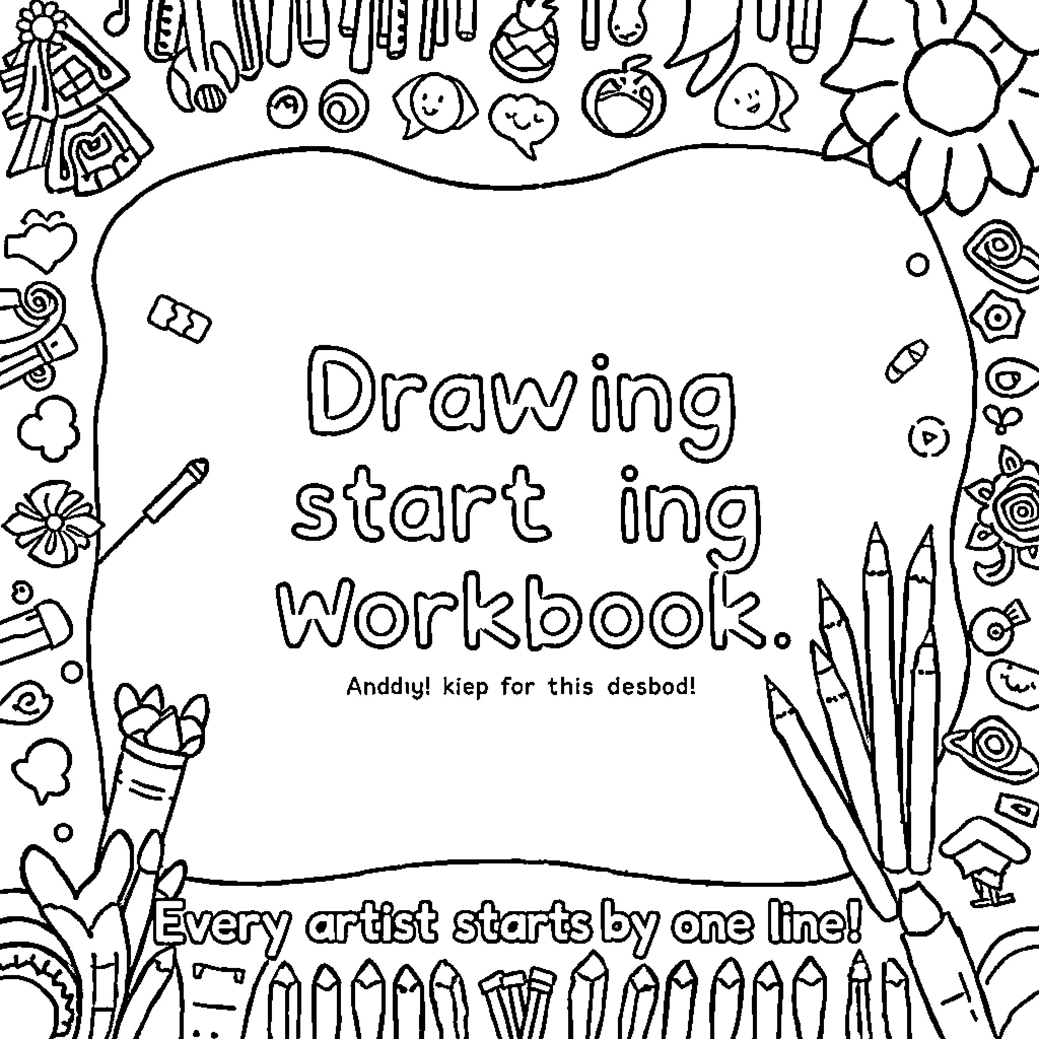 Drawing starting workbook Coloring Page (free black-and-white line drawing printable PDF for all, from beginners to advanced learners, including children, teens, adults, and seniors)