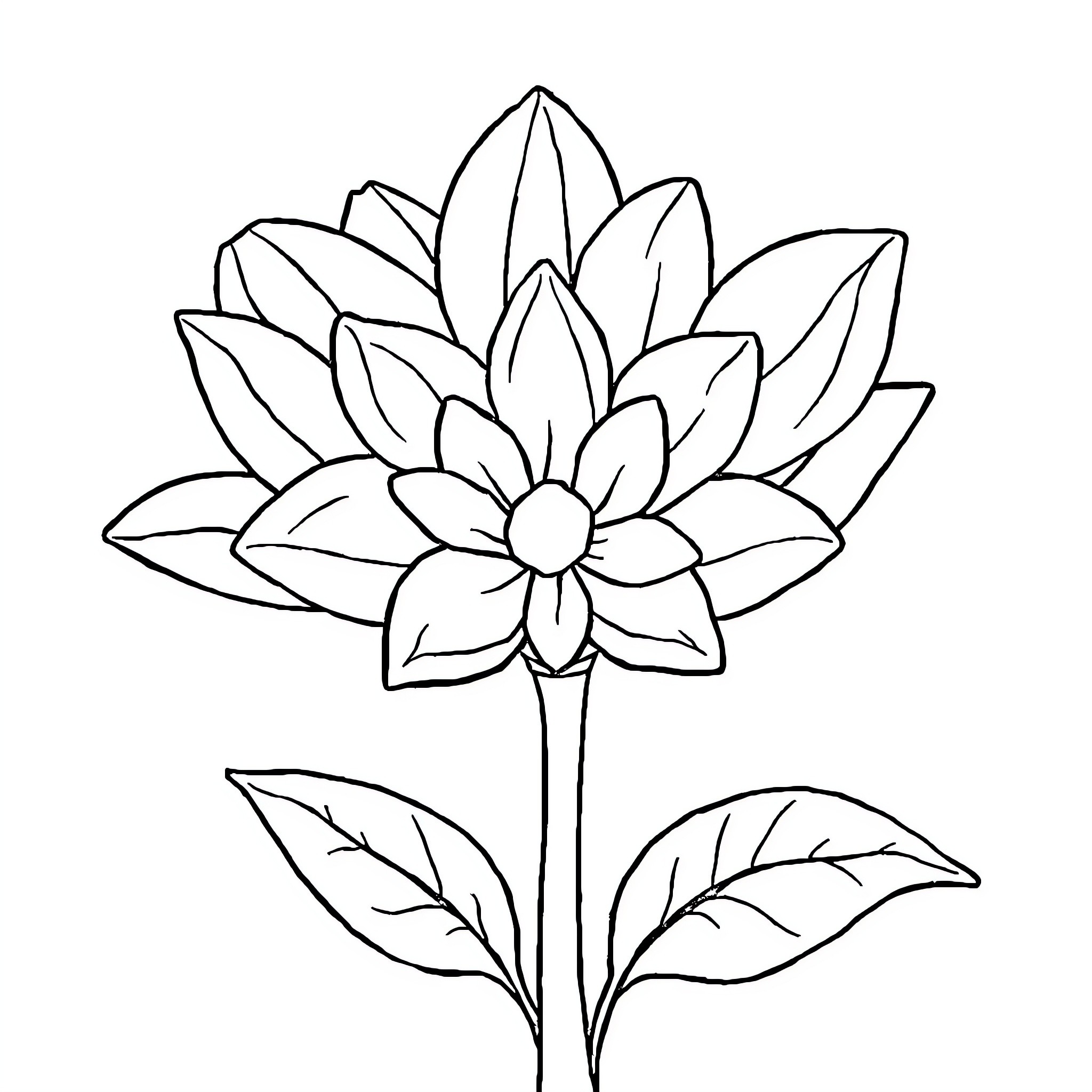 Flower blooming elegantly with graceful petals Coloring Page (free black-and-white line drawing printable PDF for all, from beginners to advanced learners, including children, teens, adults, and seniors)