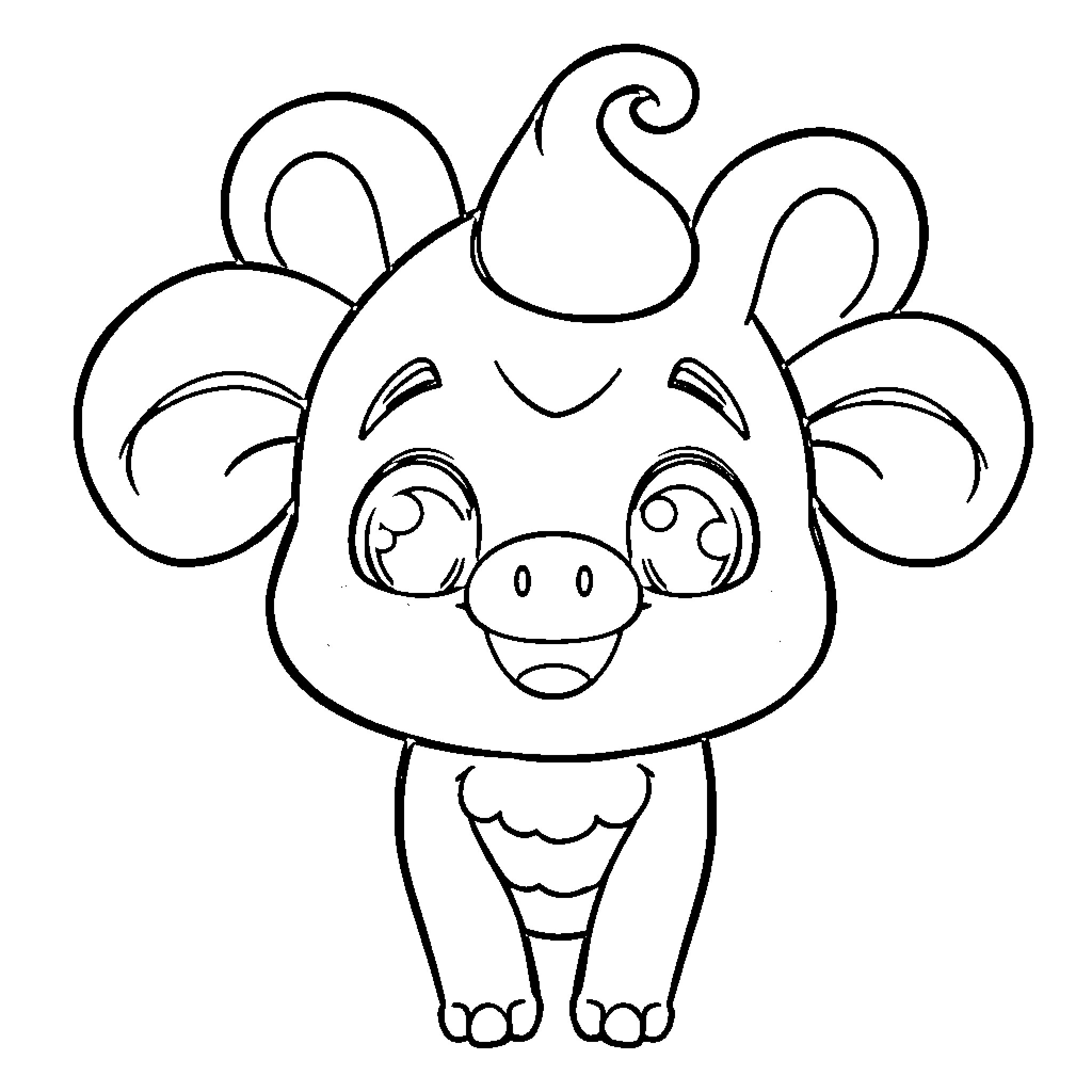 Labubu the Cute Creature Coloring Page (free black-and-white line drawing printable PDF for all, from beginners to advanced learners, including children, teens, adults, and seniors)