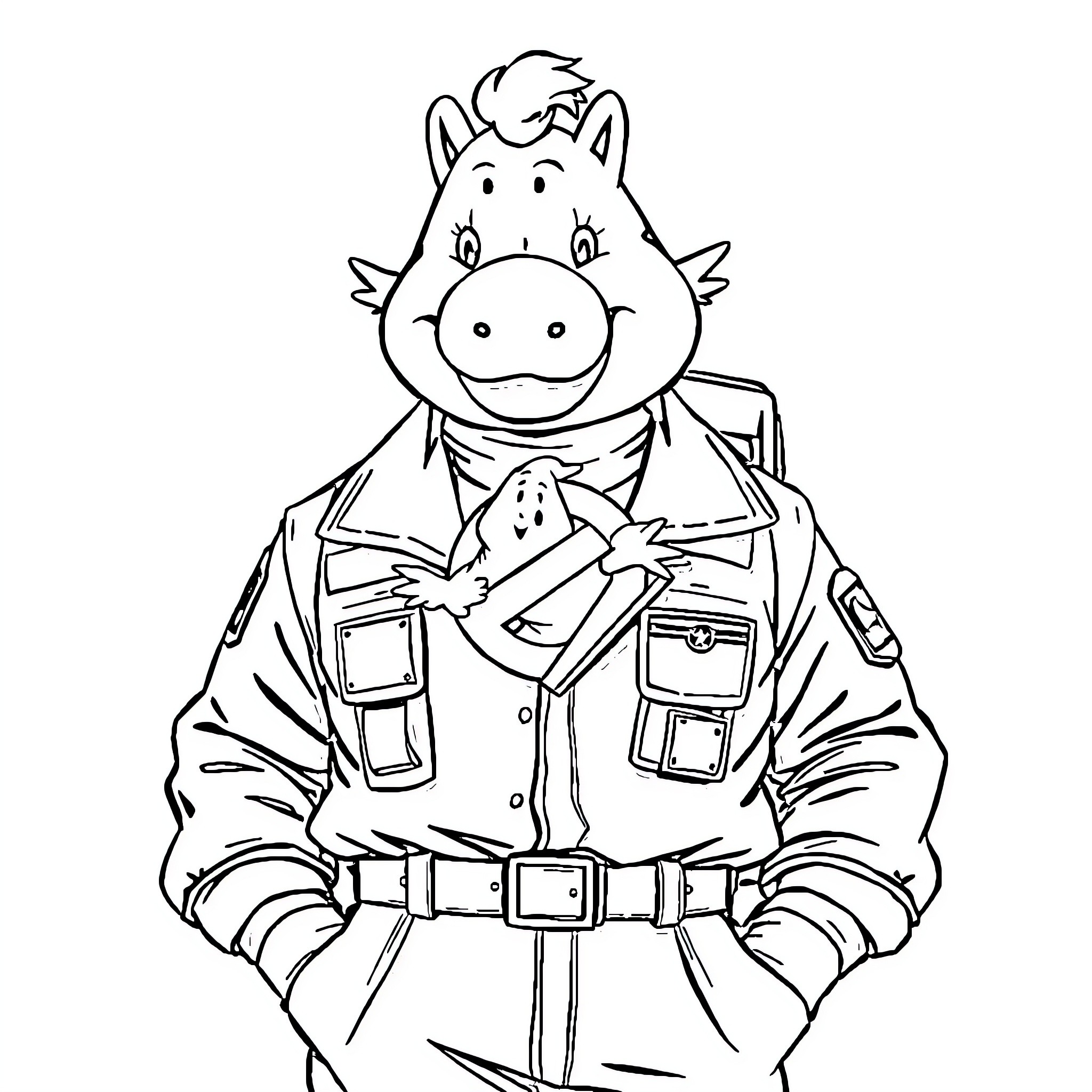 Labubu the Friendly Firefighter Coloring Page (free black-and-white line drawing printable PDF for all, from beginners to advanced learners, including children, teens, adults, and seniors)