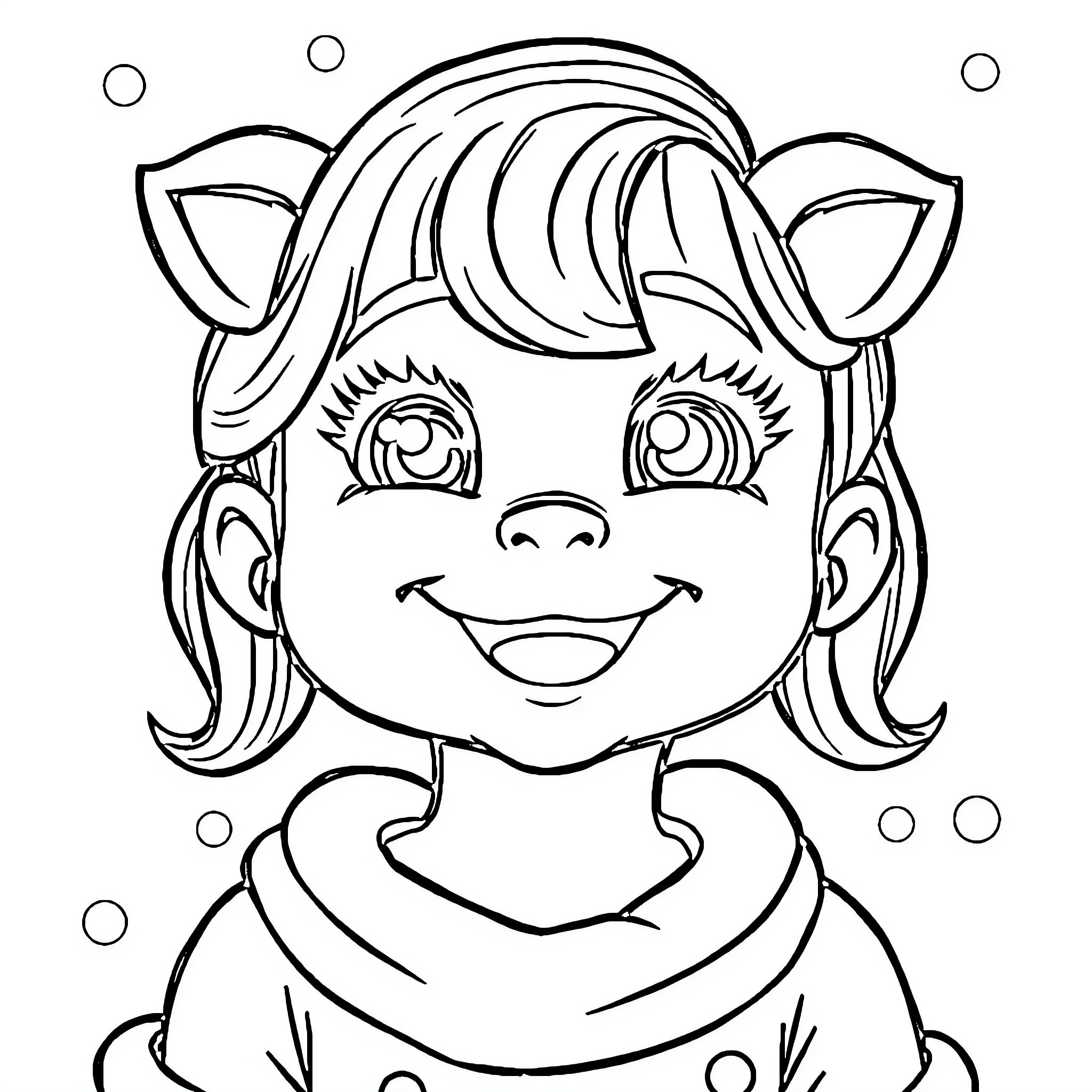 Abbigail's Playful Expressions Coloring Page (free black-and-white line drawing printable PDF for all, from beginners to advanced learners, including children, teens, adults, and seniors)
