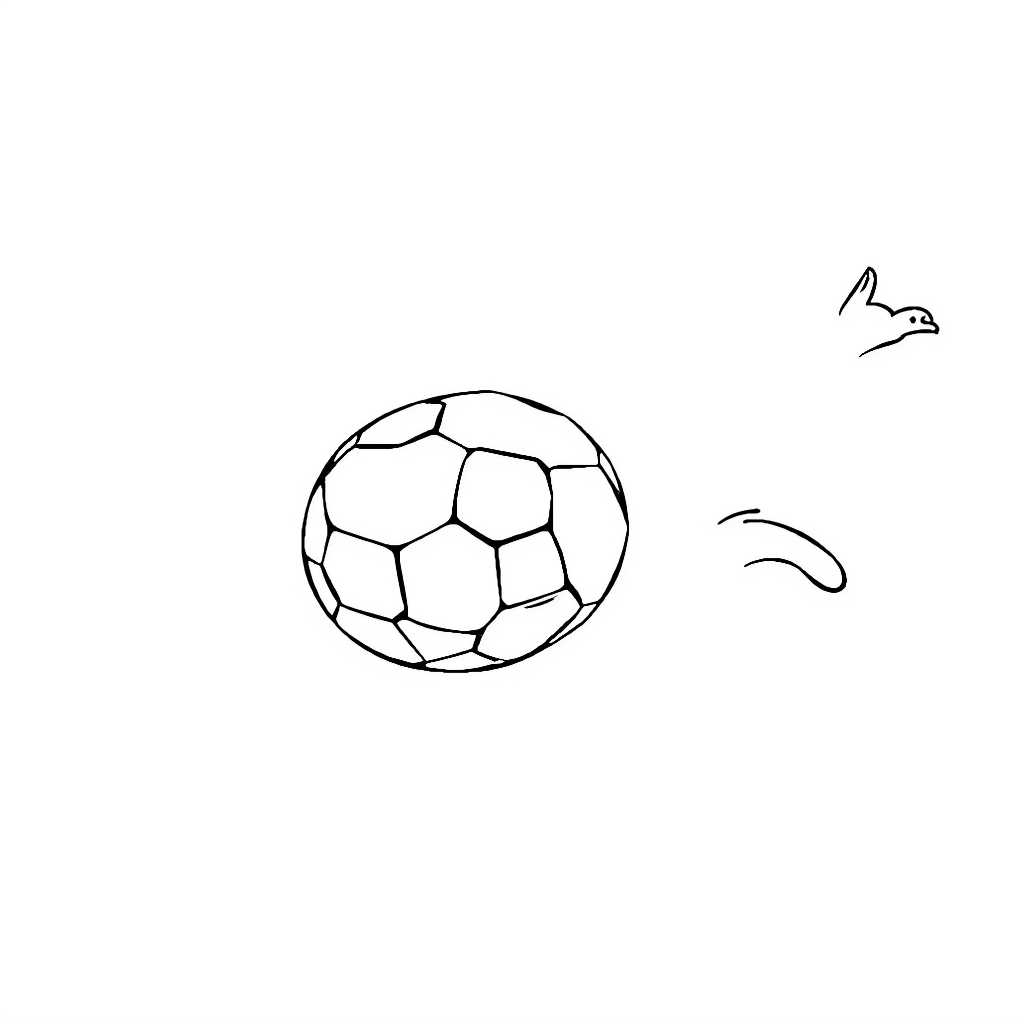 Football players kicking ball with birds Coloring Page (free black-and-white line drawing printable PDF for all, from beginners to advanced learners, including children, teens, adults, and seniors)