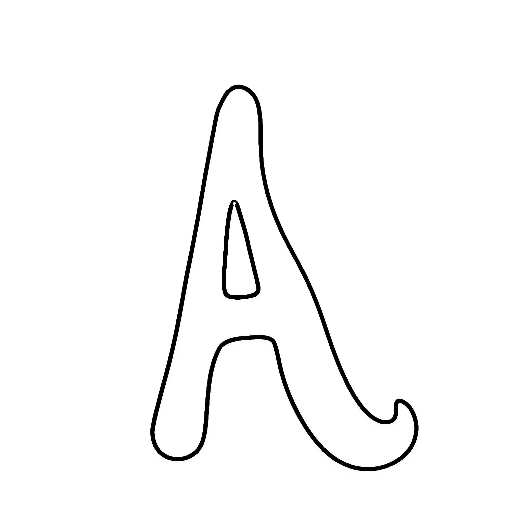 Letter A in bold outline Coloring Page (free black-and-white line drawing printable PDF for all, from beginners to advanced learners, including children, teens, adults, and seniors)