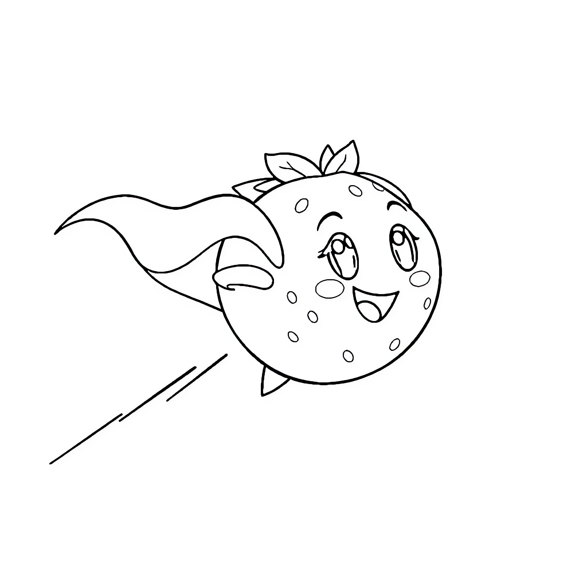 Blueberry character in motion Coloring Page (free black-and-white line drawing printable PDF for all, from beginners to advanced learners, including children, teens, adults, and seniors)