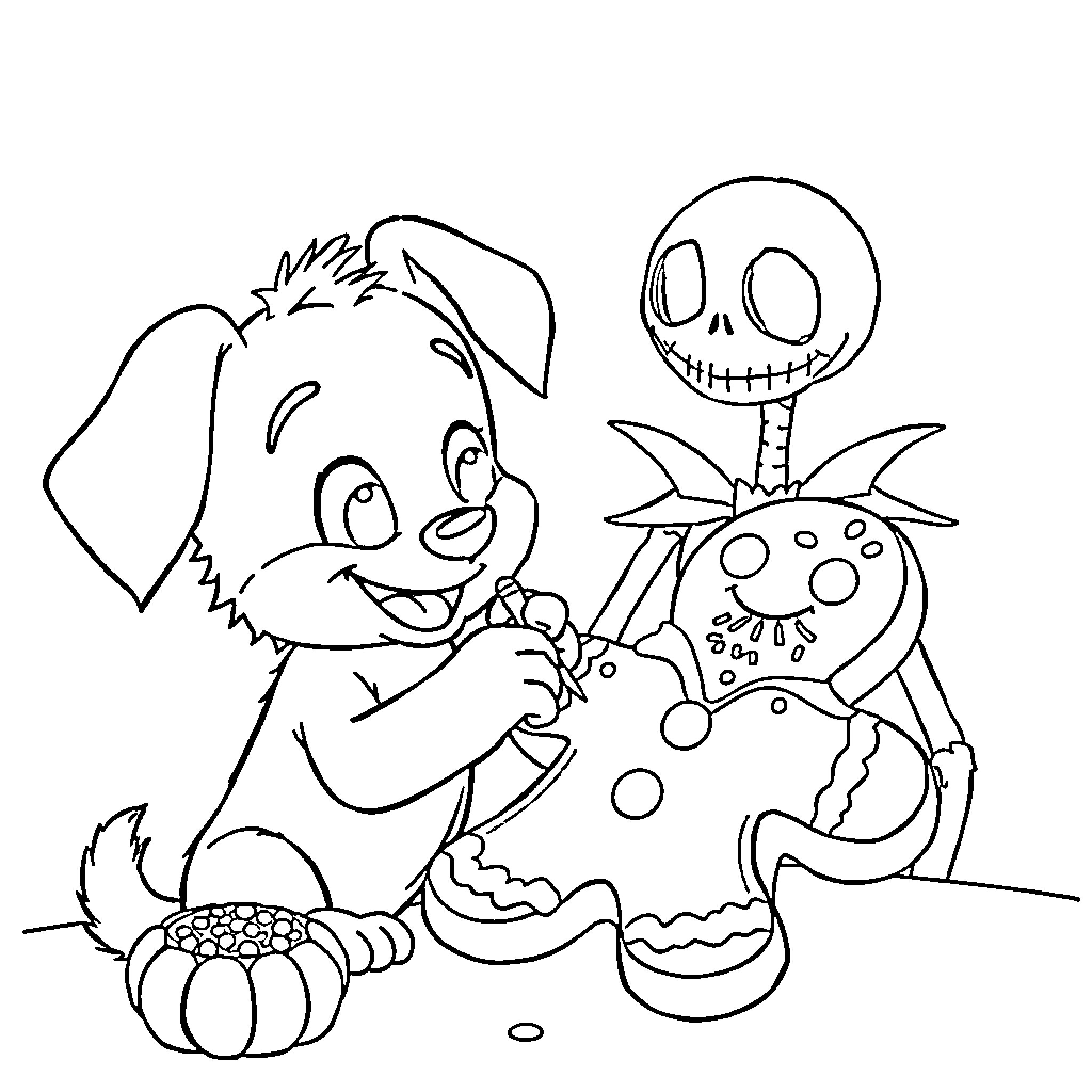 Bluey's Spooky Halloween Adventure Coloring Page (free black-and-white line drawing printable PDF for all, from beginners to advanced learners, including children, teens, adults, and seniors)
