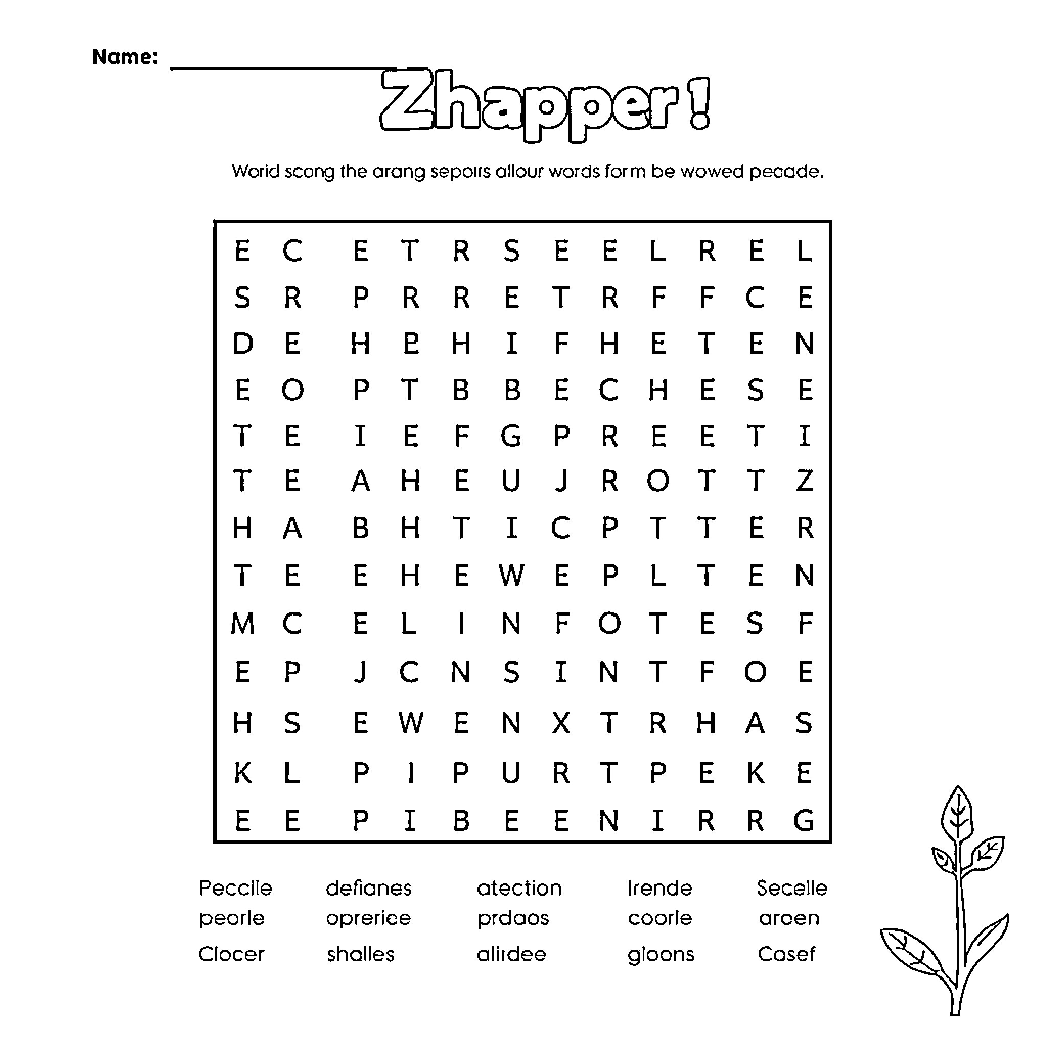 Ezra's Wordsearch Challenge Coloring Page (free black-and-white line drawing printable PDF for all, from beginners to advanced learners, including children, teens, adults, and seniors)