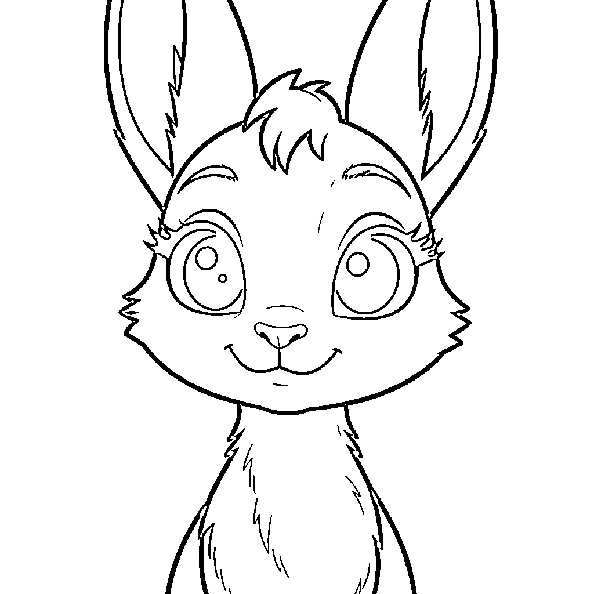 Judy Hopps in a happy and playful expression Coloring Page (free black-and-white line drawing printable PDF for all, from beginners to advanced learners, including children, teens, adults, and seniors)
