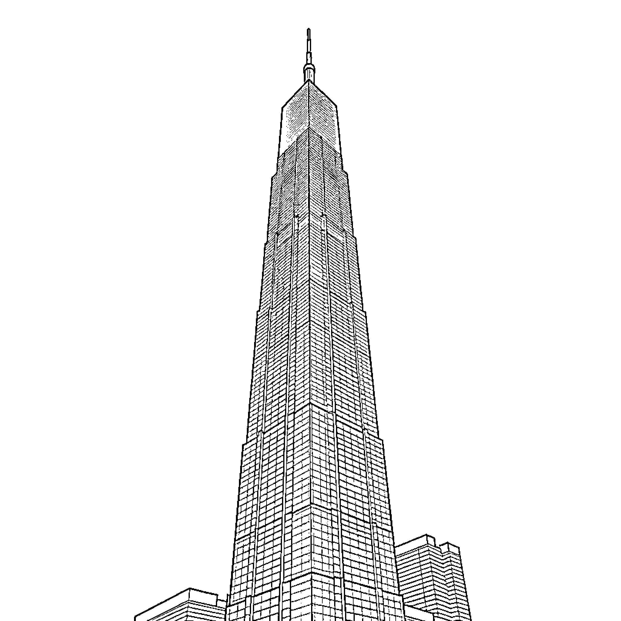 Sears Tower architectural design Coloring Page (free black-and-white line drawing printable PDF for all, from beginners to advanced learners, including children, teens, adults, and seniors)