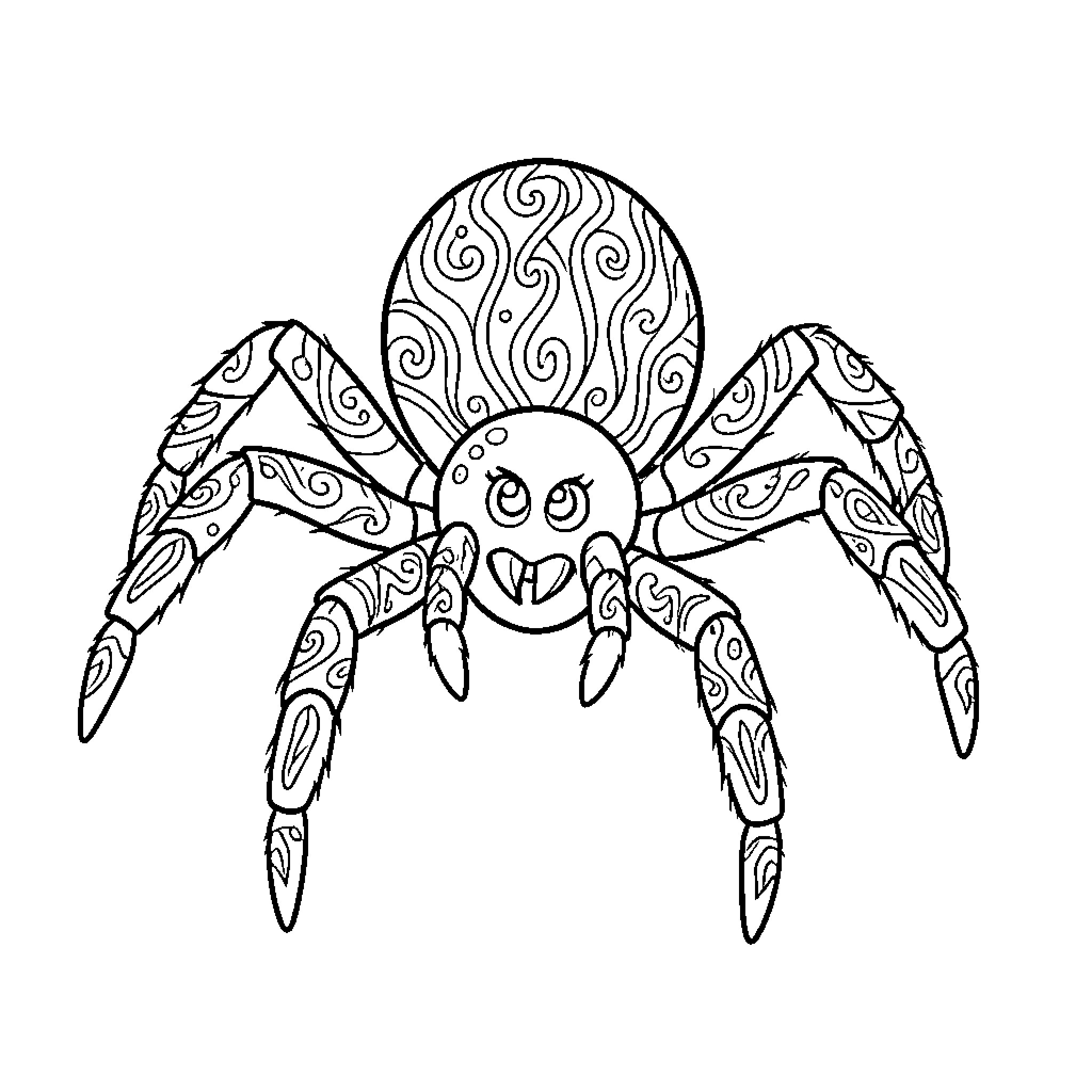 Rayo McQueen's Friendly Spider Adventure Coloring Page (free black-and-white line drawing printable PDF for all, from beginners to advanced learners, including children, teens, adults, and seniors)