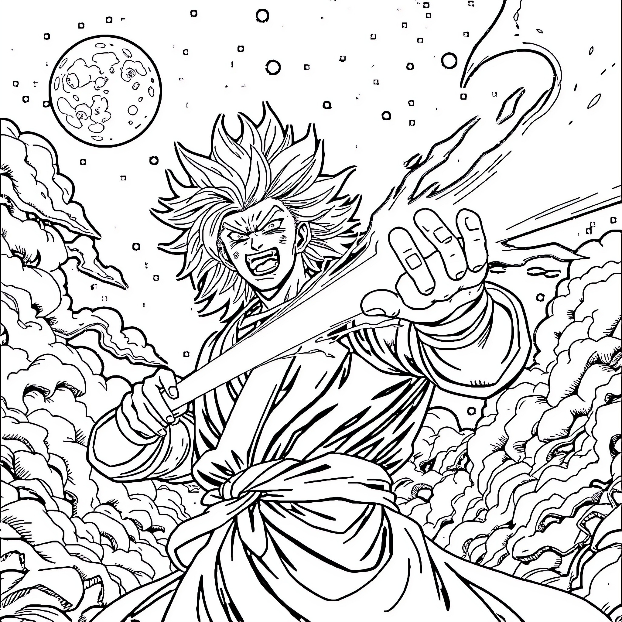 Gojo's Transcendent Power Unleashed Coloring Page (free black-and-white line drawing printable PDF for all, from beginners to advanced learners, including children, teens, adults, and seniors)