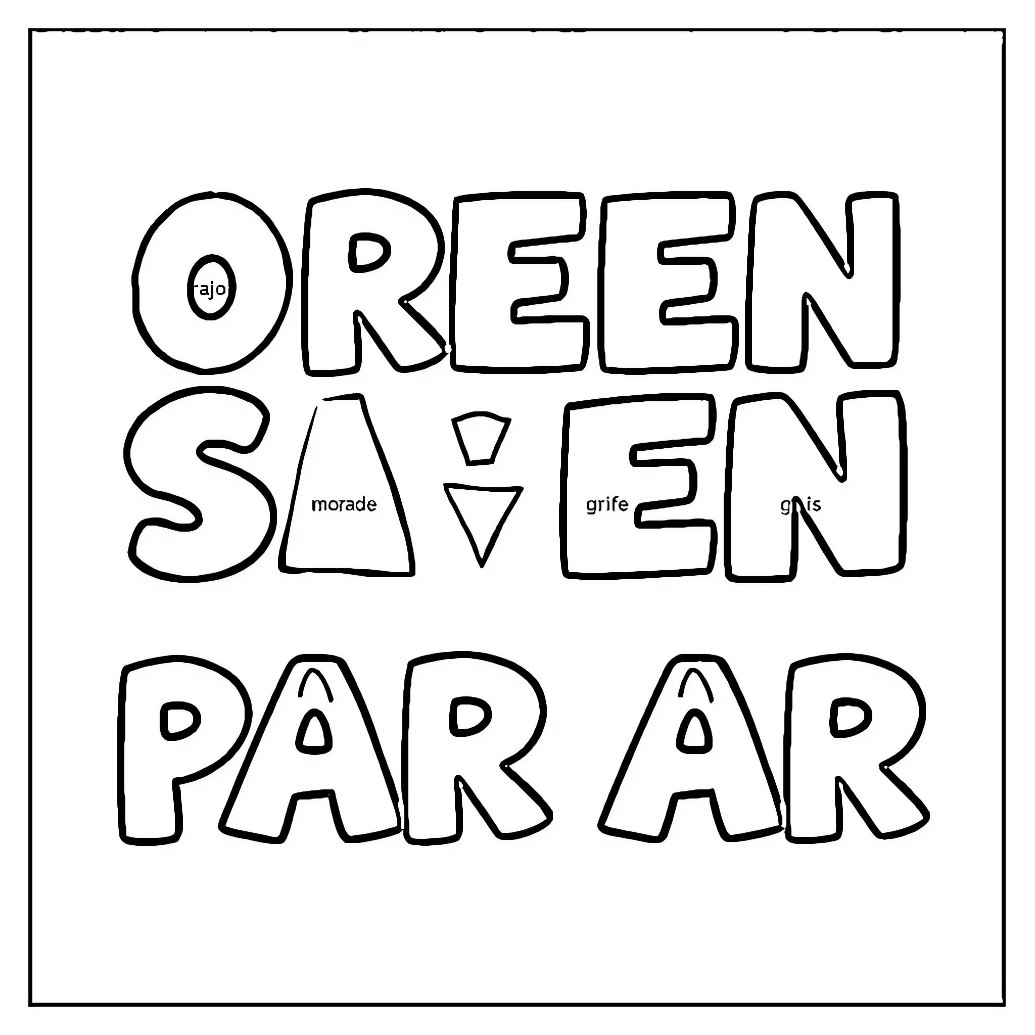 Letter inviting to green seven-par ar Coloring Page (free black-and-white line drawing printable PDF for all, from beginners to advanced learners, including children, teens, adults, and seniors)