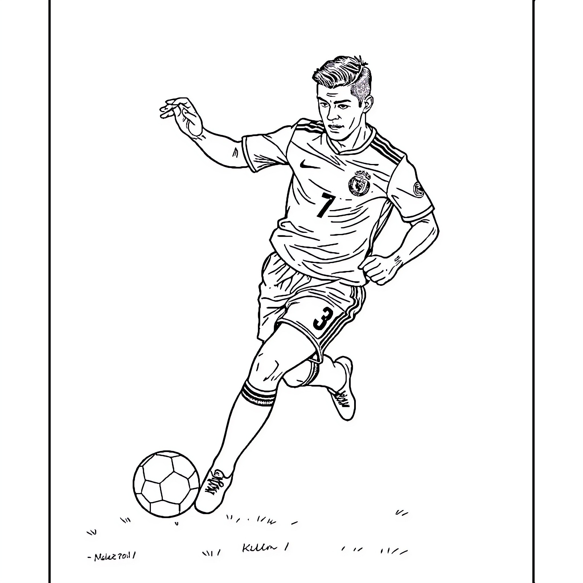 Ronaldo celebrating football accomplishment Coloring Page (free black-and-white line drawing printable PDF for all, from beginners to advanced learners, including children, teens, adults, and seniors)