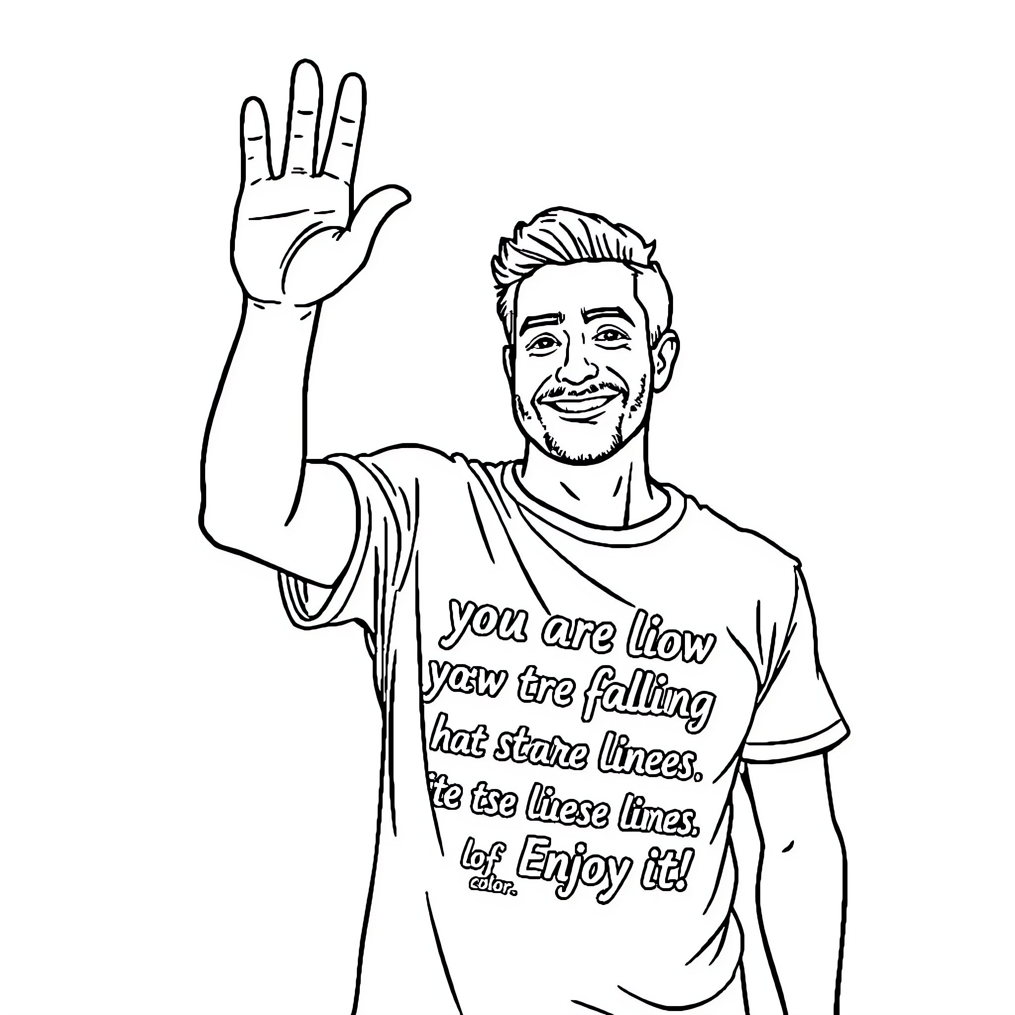 Family waving and sharing a positive message Coloring Page (free black-and-white line drawing printable PDF for all, from beginners to advanced learners, including children, teens, adults, and seniors)