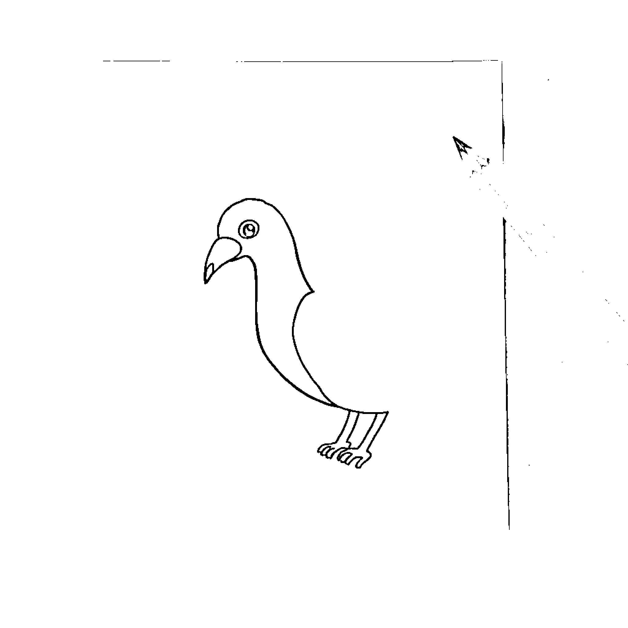 Test image of a simple bird drawing Coloring Page (free black-and-white line drawing printable PDF for all, from beginners to advanced learners, including children, teens, adults, and seniors)