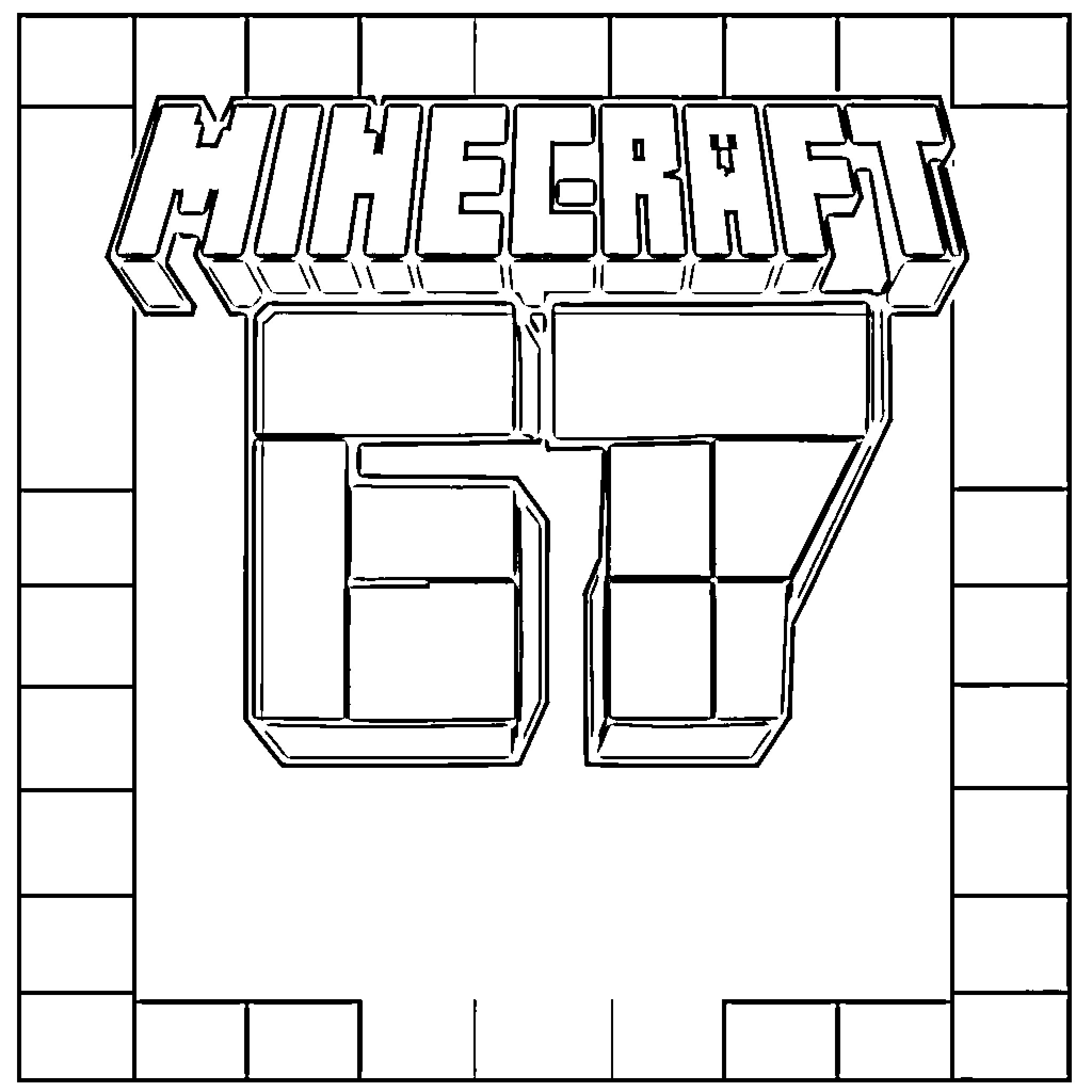 Number Minecraft logo with empty boxes Coloring Page (free black-and-white line drawing printable PDF for all, from beginners to advanced learners, including children, teens, adults, and seniors)