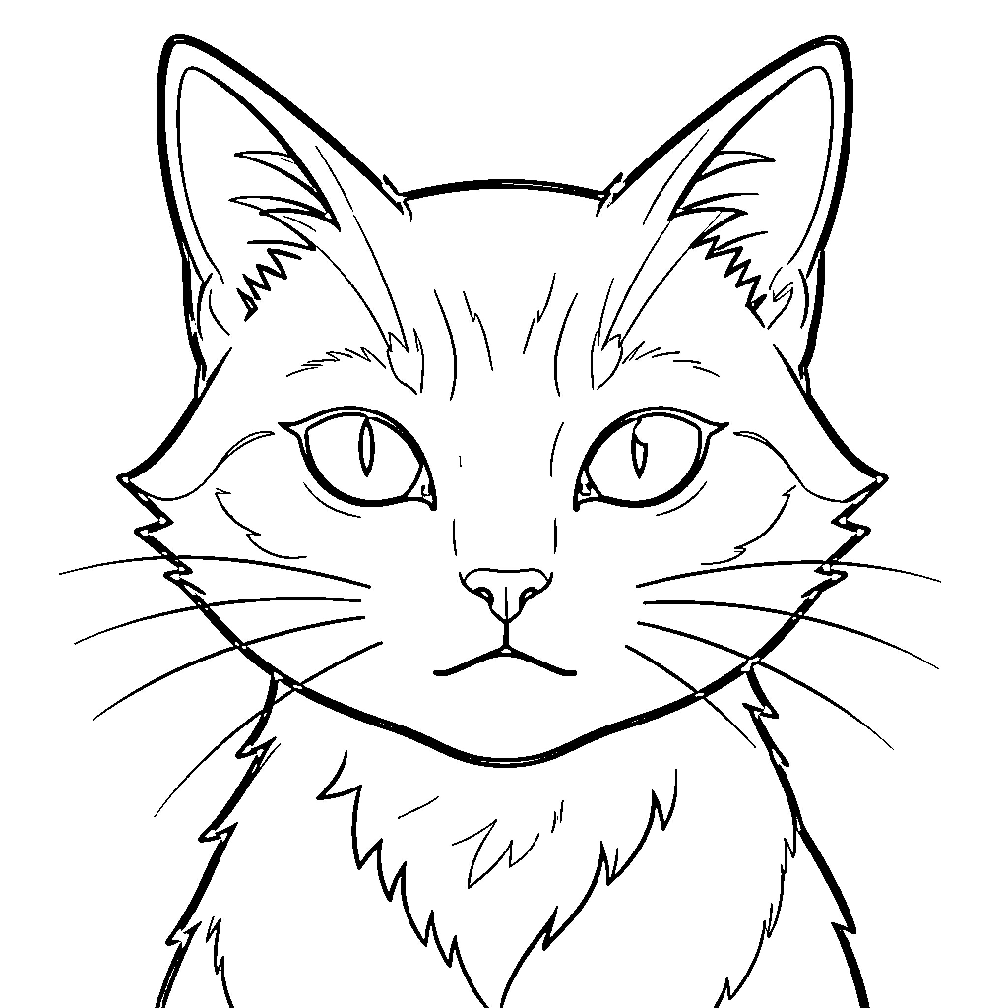 Katseye: Feline Focused Feline Coloring Page (free black-and-white line drawing printable PDF for all, from beginners to advanced learners, including children, teens, adults, and seniors)